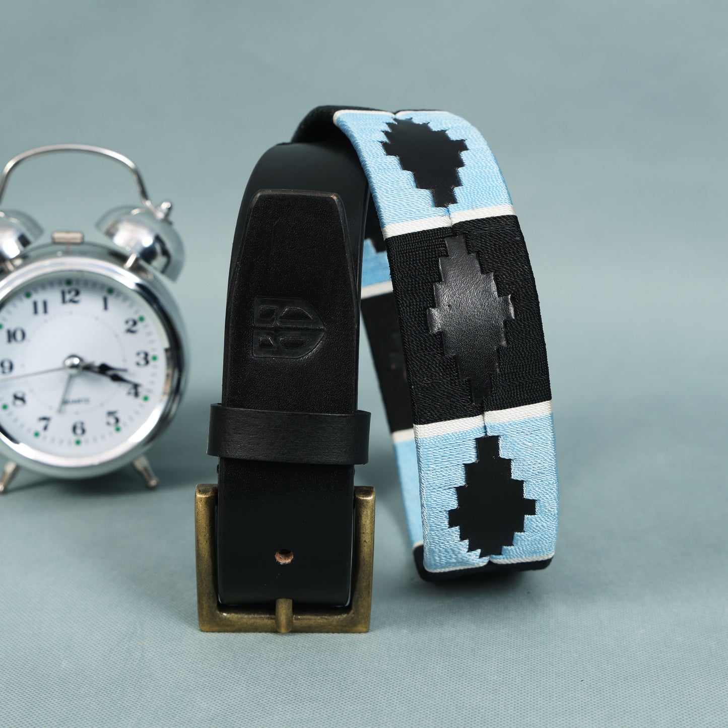 Polo Woven Black Leather Belt – Handcrafted Argentinian-Inspired Embroidered Belt with Golden Buckle