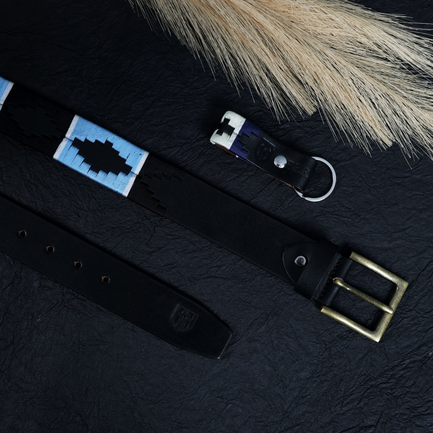 Polo Woven Black Leather Belt – Handcrafted Argentinian-Inspired Embroidered Belt with Golden Buckle