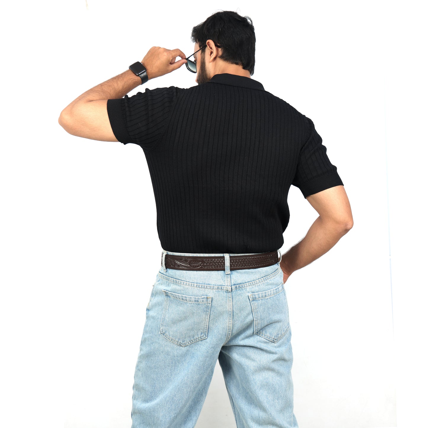 Berbanto Dark Brown Leather Western Belt with Western Engraved Rustic Silver Buckle + Free Antique Plain Buckle