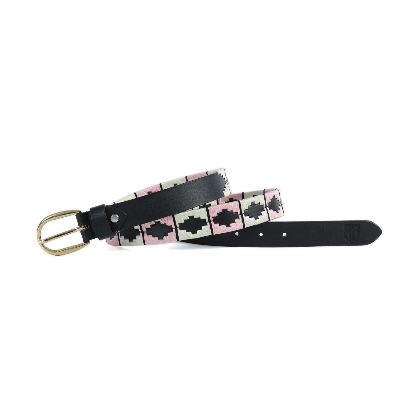 Celeste (Ladies’ Polo Belt with Golden Buckle – Argentinian Handcrafted Leather with Traditional Embroidered Patterns)