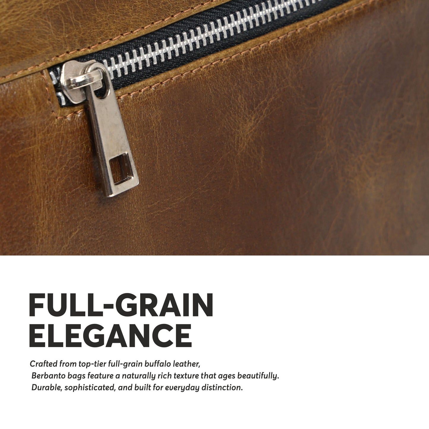 Tan Full-Grain Crunch Leather Laptop Bag