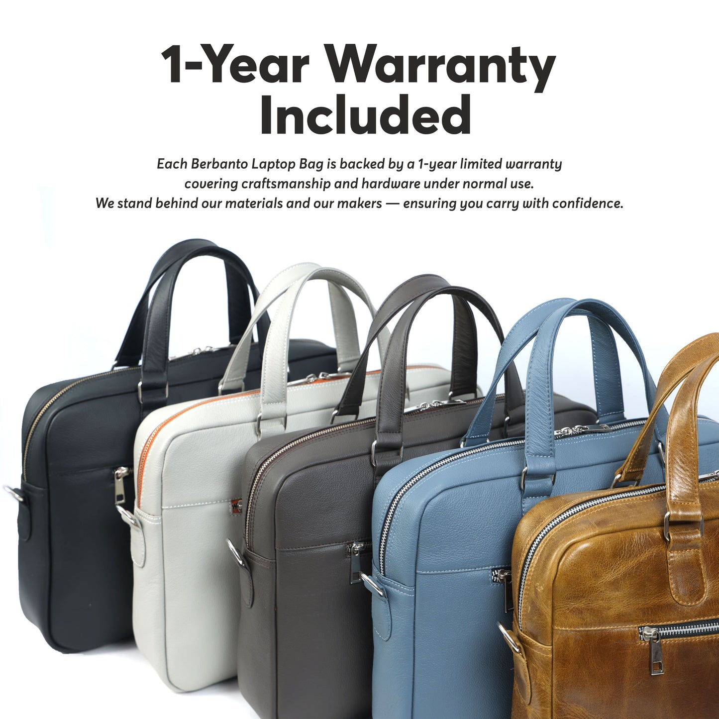 Steel-Blue Full-Grain Leather Laptop Bag