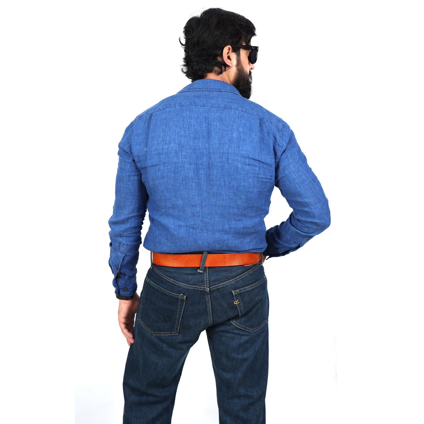 Tan Hand-Painted Leather Belt - Distressed with Antique Buckle