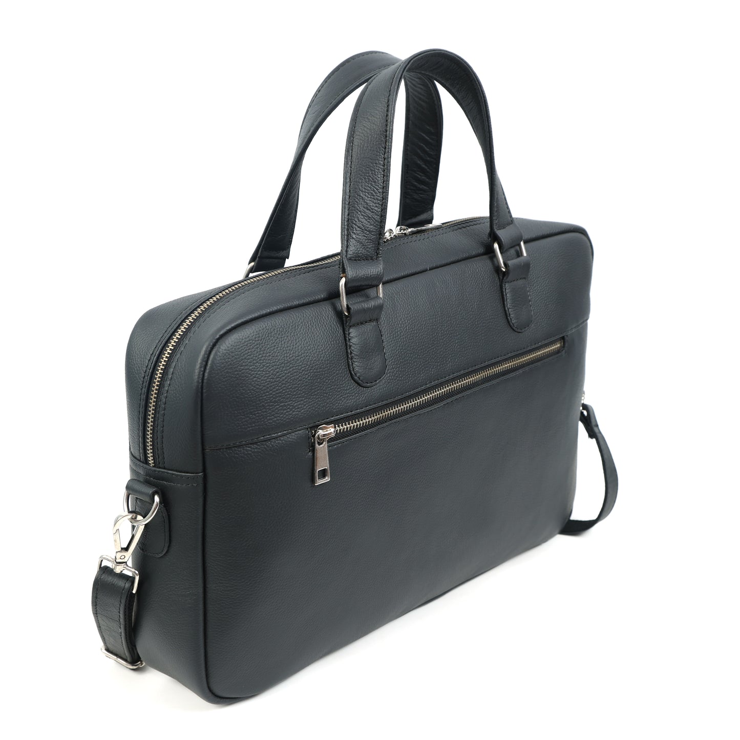 Black Full-Grain Leather Laptop Bag