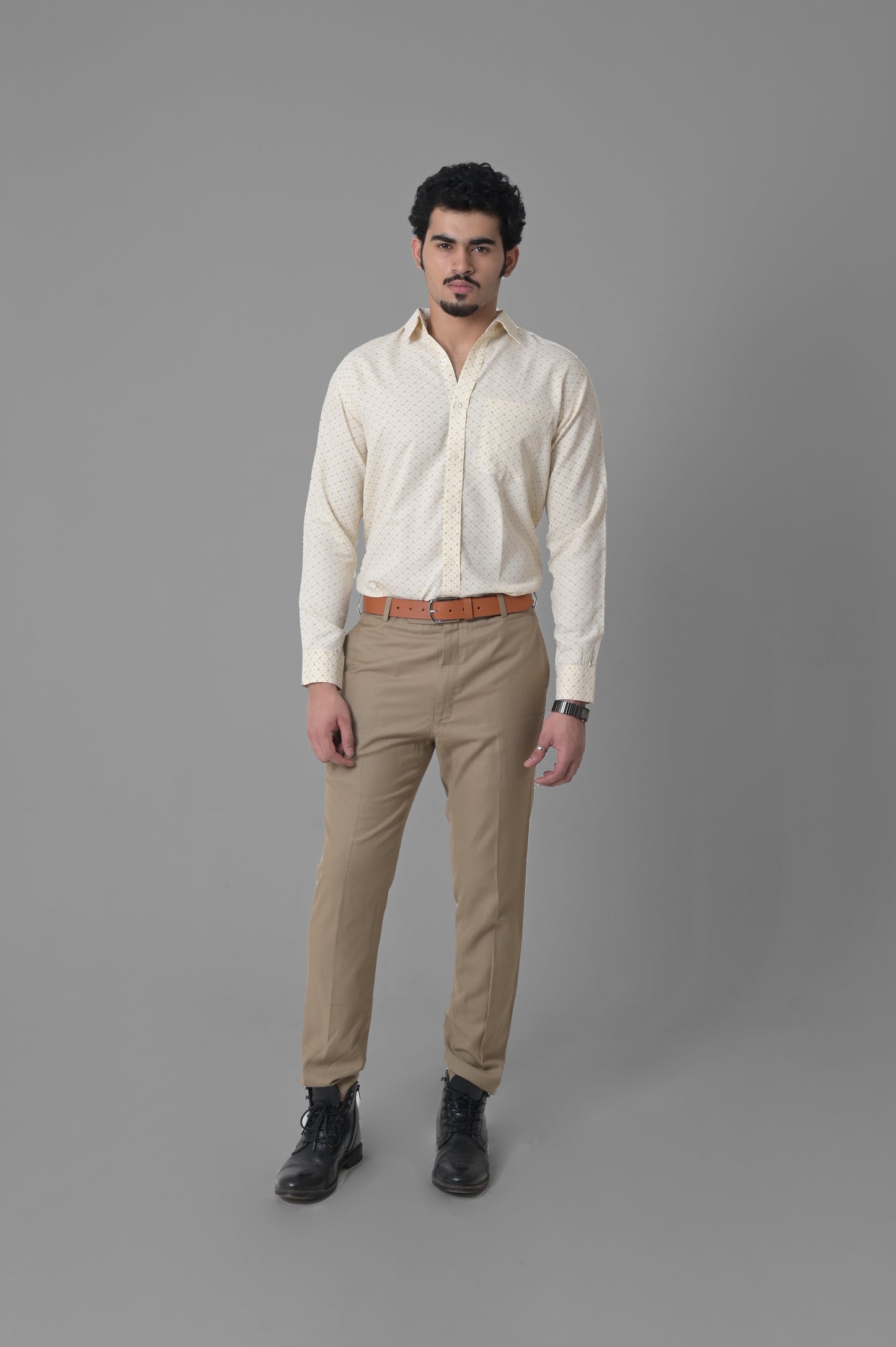 Tan Leather Belt with Shiny Silver Buckle