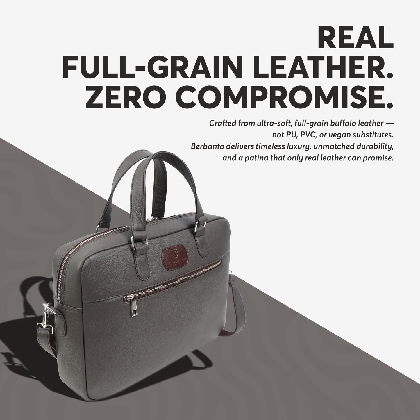 Dark Brown Full-Grain Leather Laptop Bag