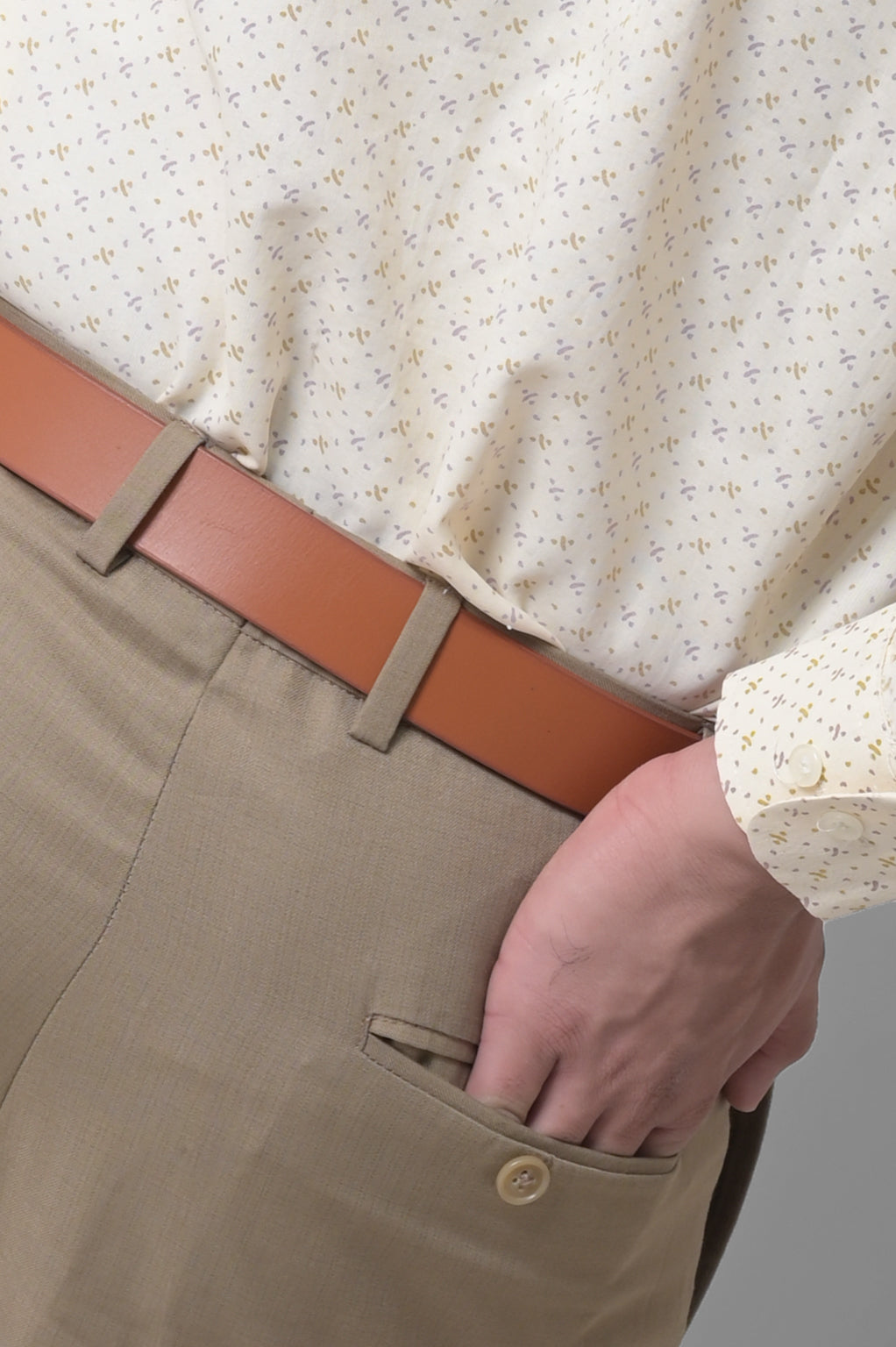 Tan Leather Belt with Shiny Silver Buckle