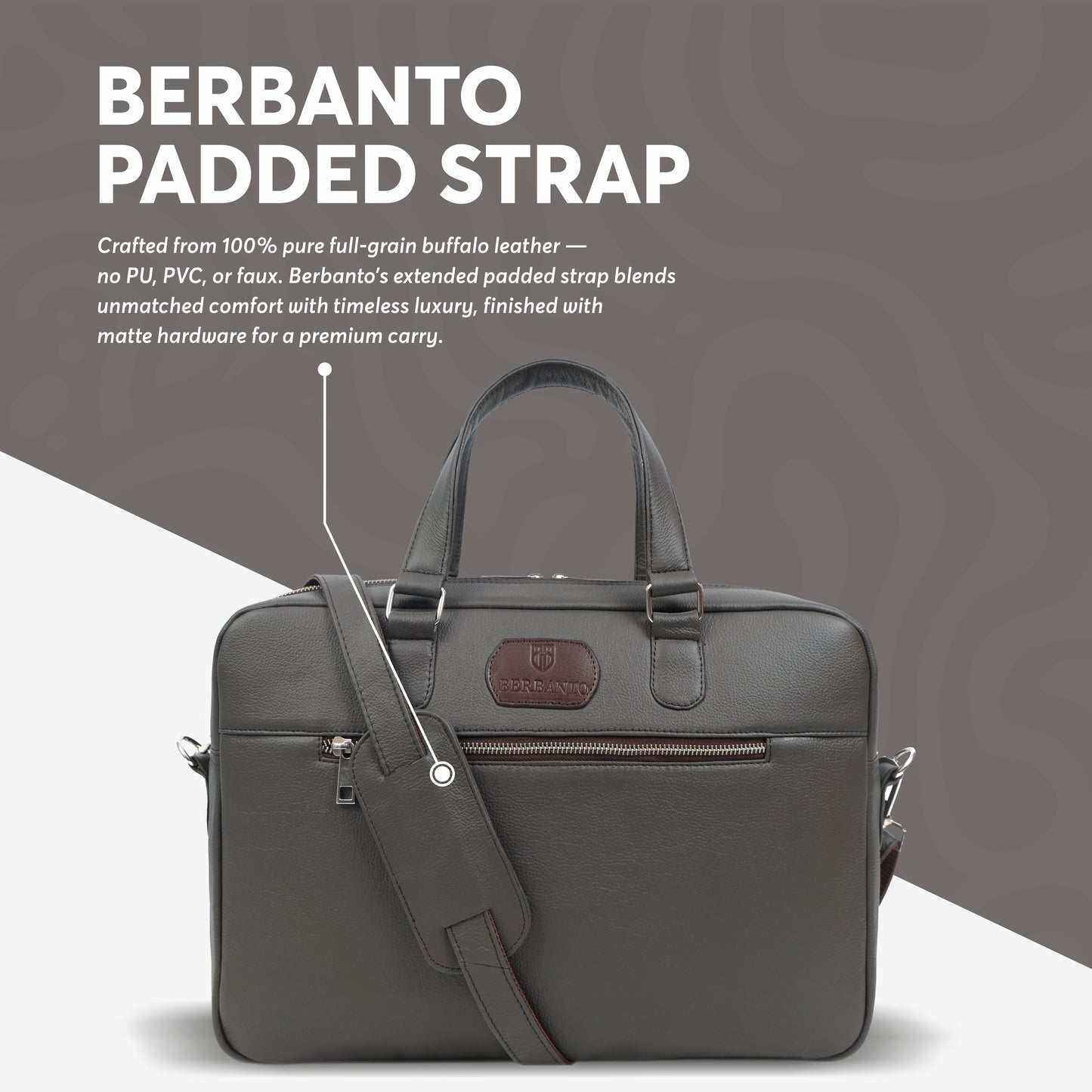 Dark Brown Full-Grain Leather Laptop Bag