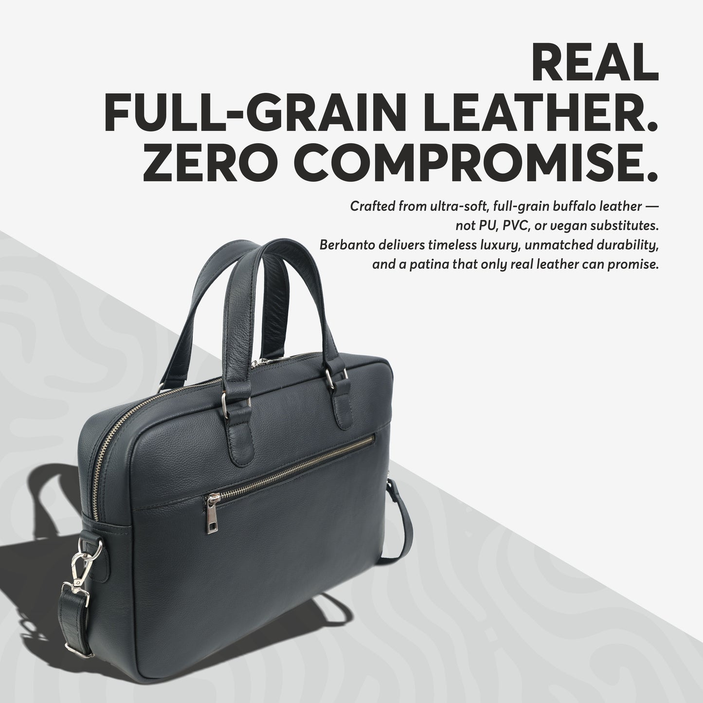 Black Full-Grain Leather Laptop Bag