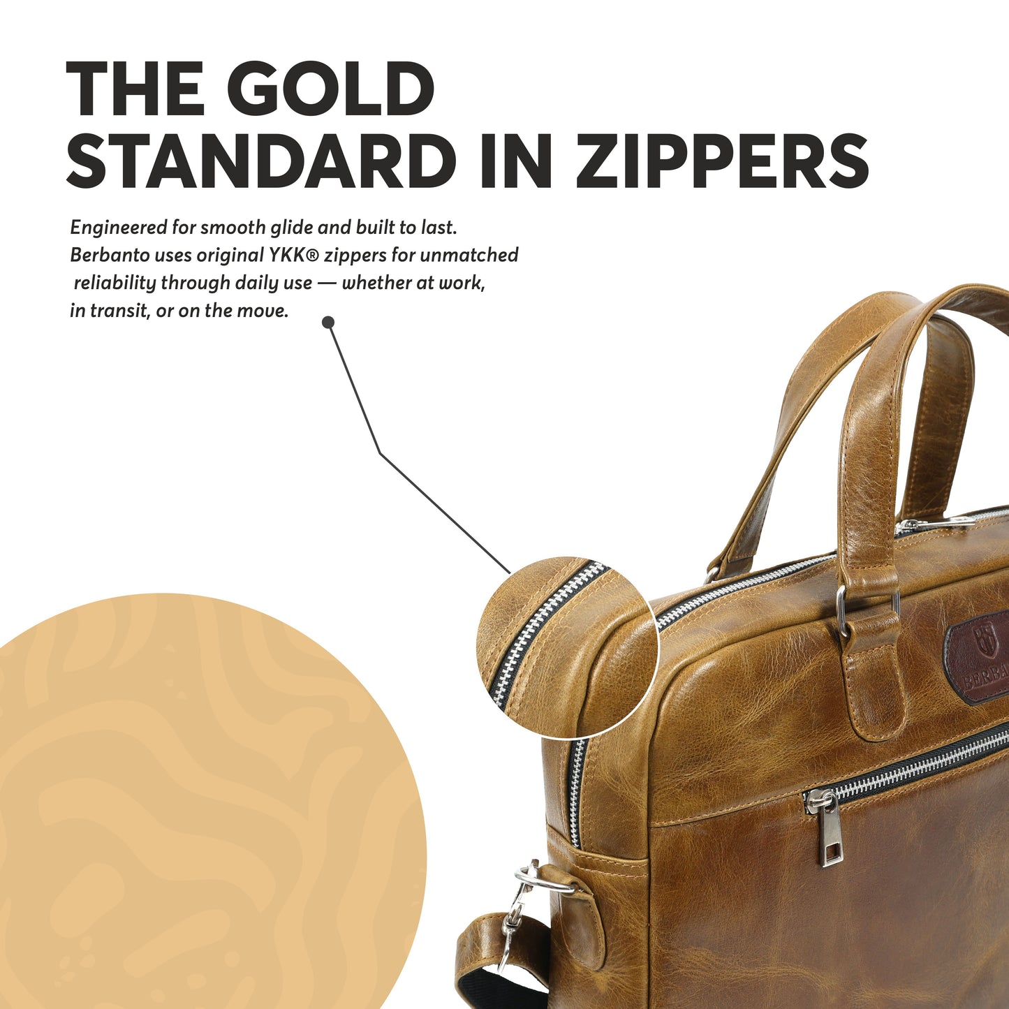 Tan Full-Grain Crunch Leather Laptop Bag