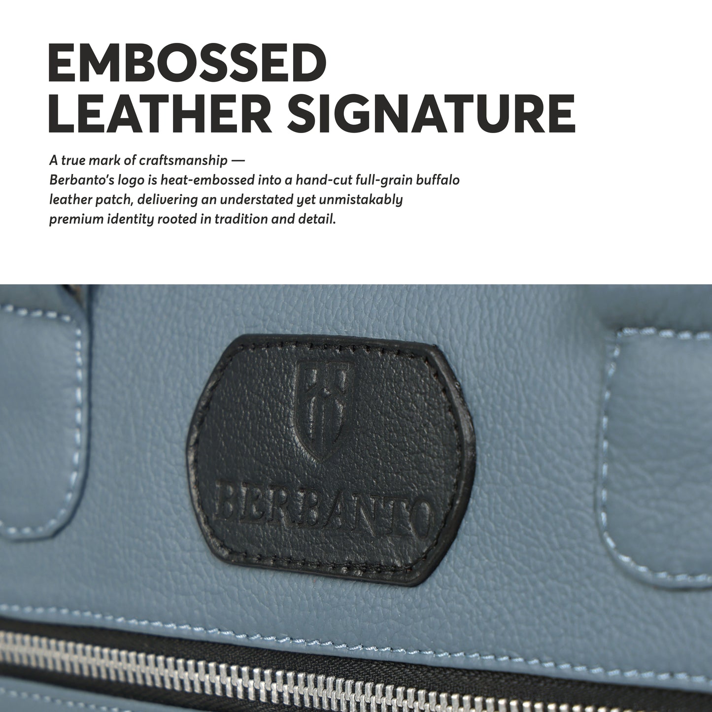 Steel-Blue Full-Grain Leather Laptop Bag