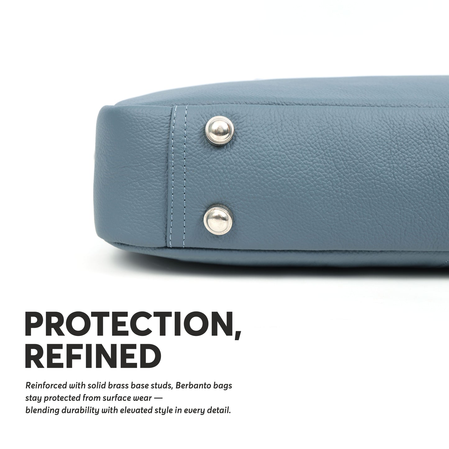 Steel-Blue Full-Grain Leather Laptop Bag