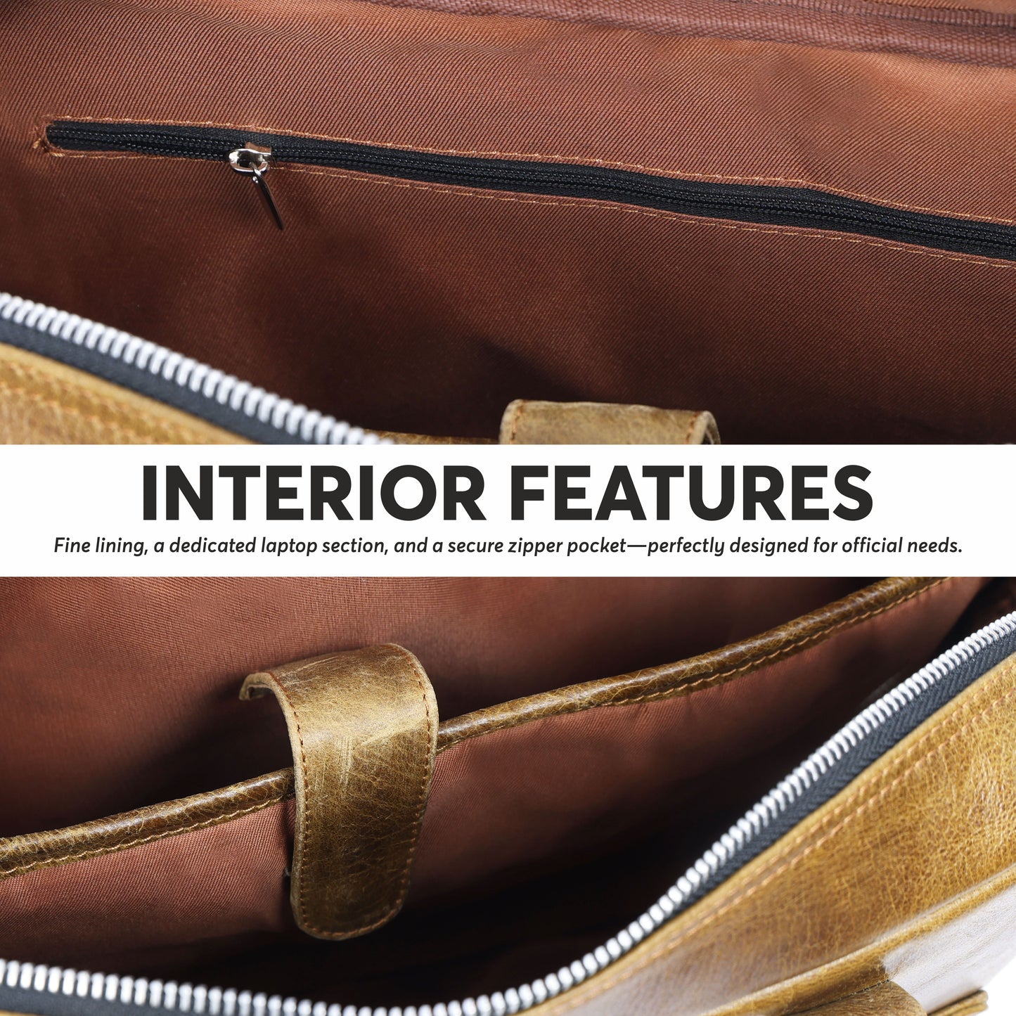 Tan Full-Grain Crunch Leather Laptop Bag