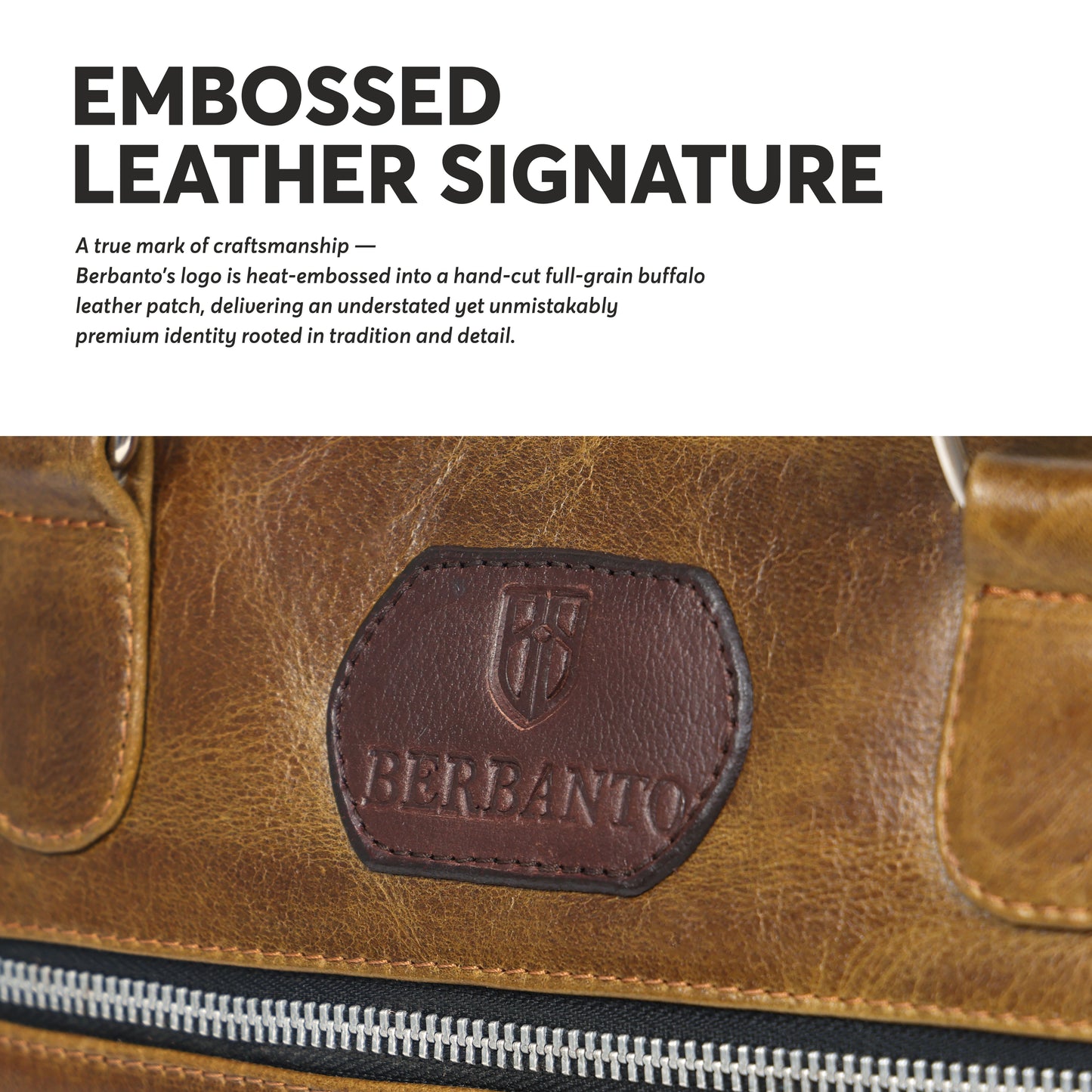 Tan Full-Grain Crunch Leather Laptop Bag