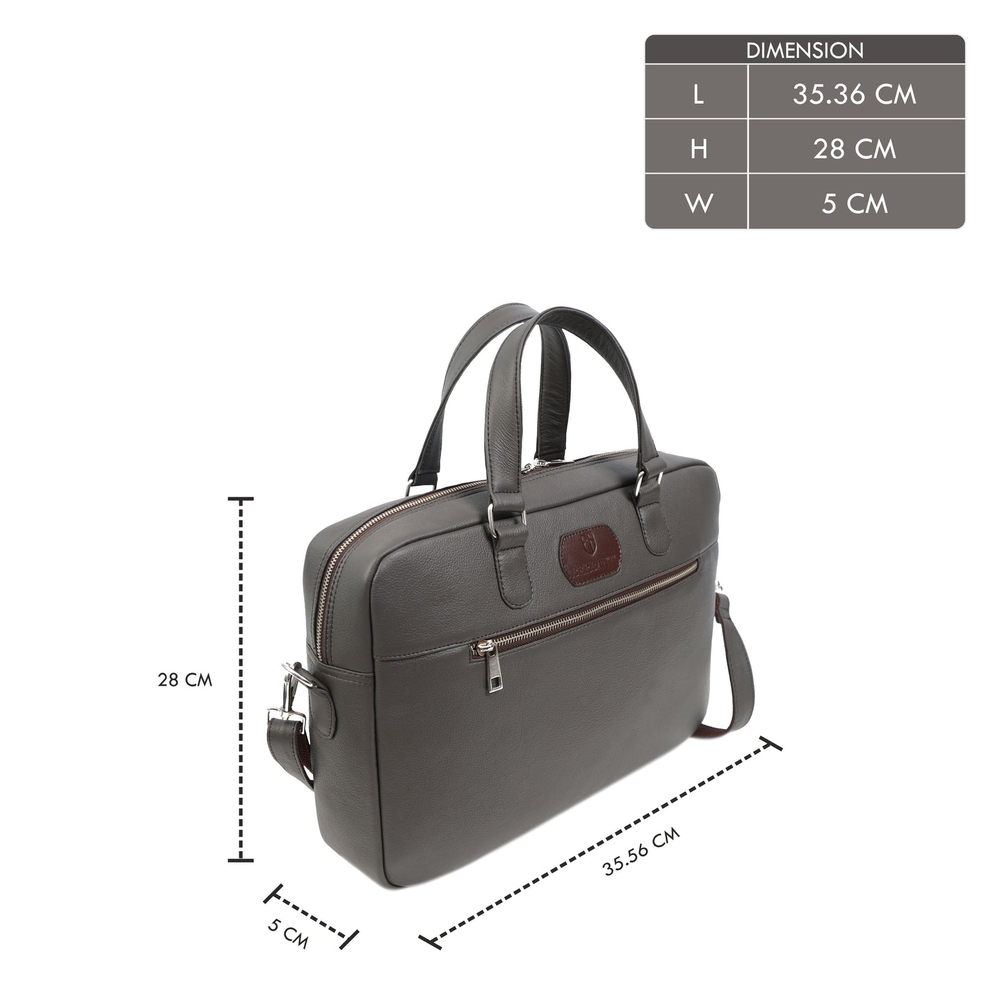 Dark Brown Full-Grain Leather Laptop Bag