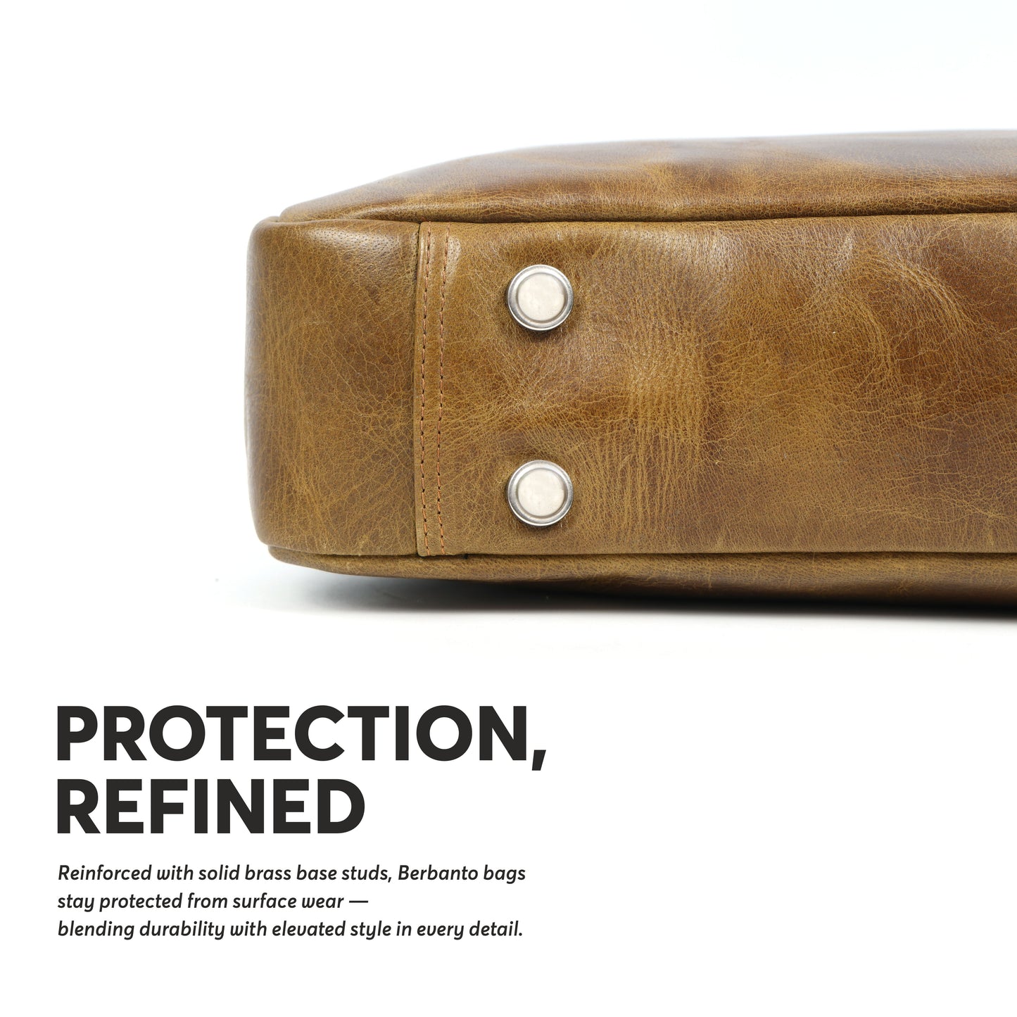 Tan Full-Grain Crunch Leather Laptop Bag