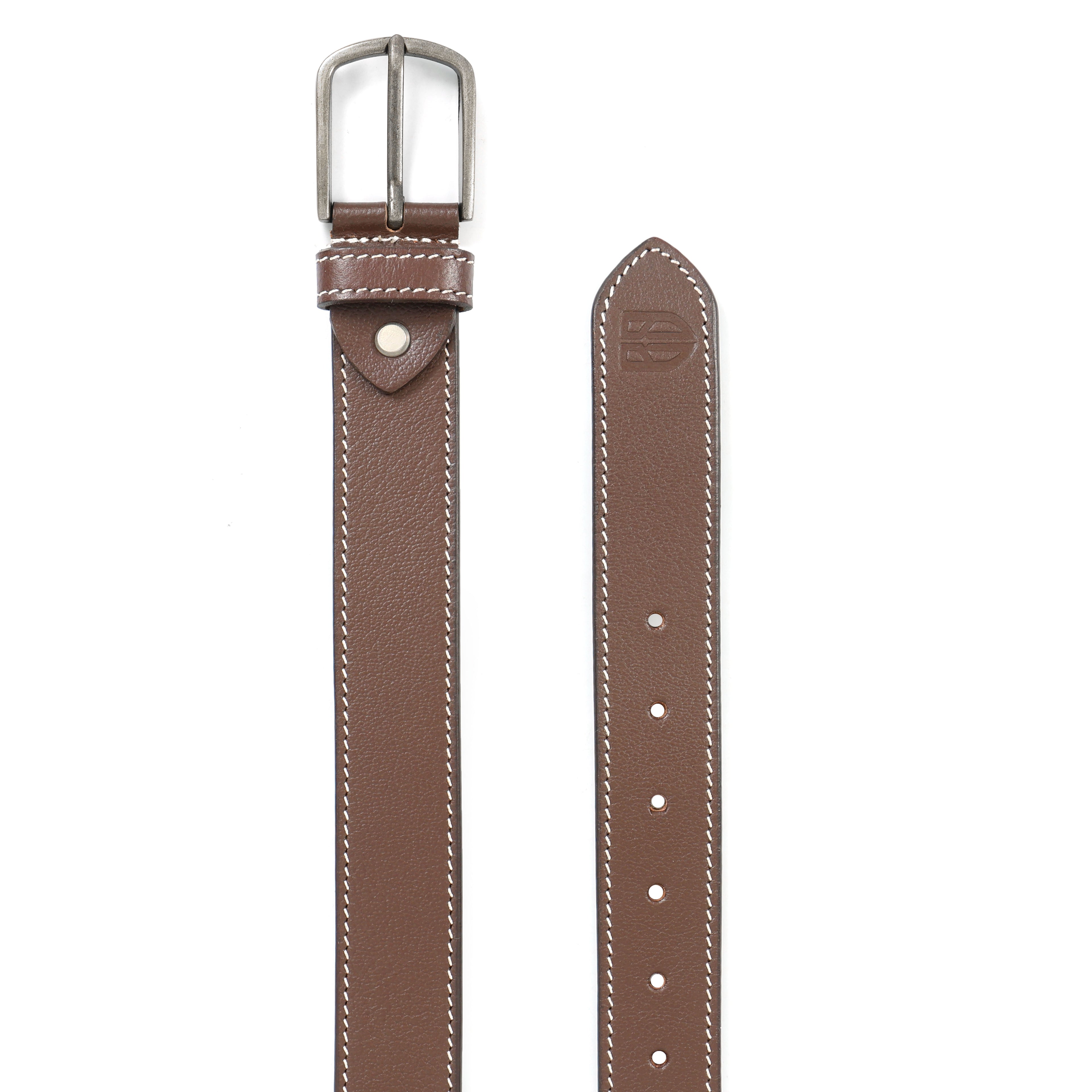Berbanto Cambridge Stitch Leather Belt - Cognac Brown