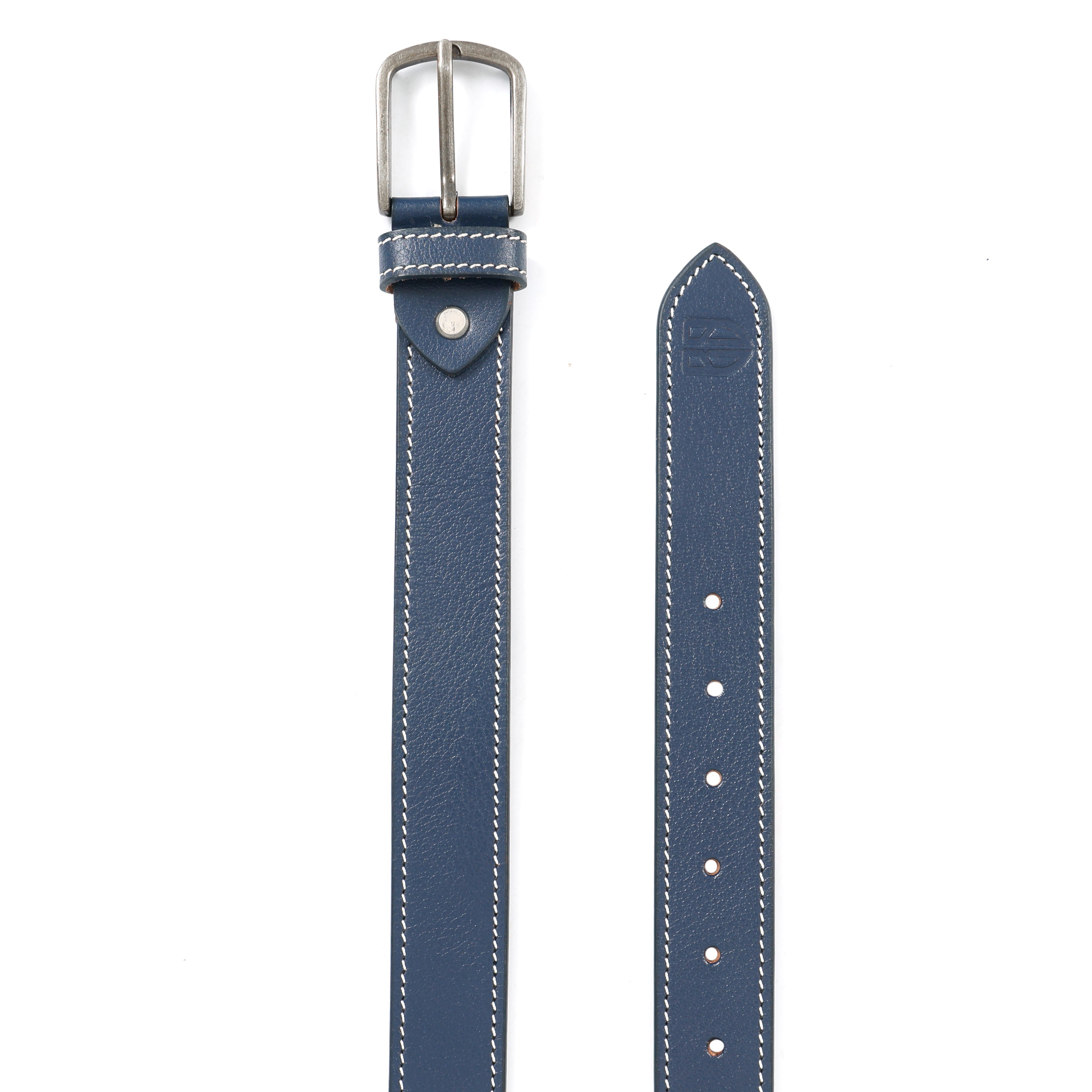 Berbanto Riviera Stitch Leather Belt - Navy Blue