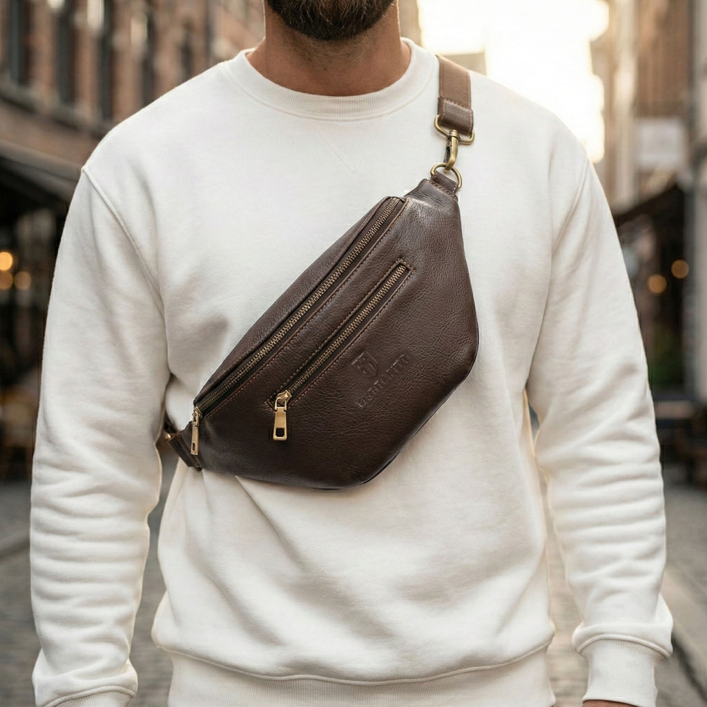 Berbanto Viceroy Sling | Espresso Brown Leather Crossbody Bag for Men & Women