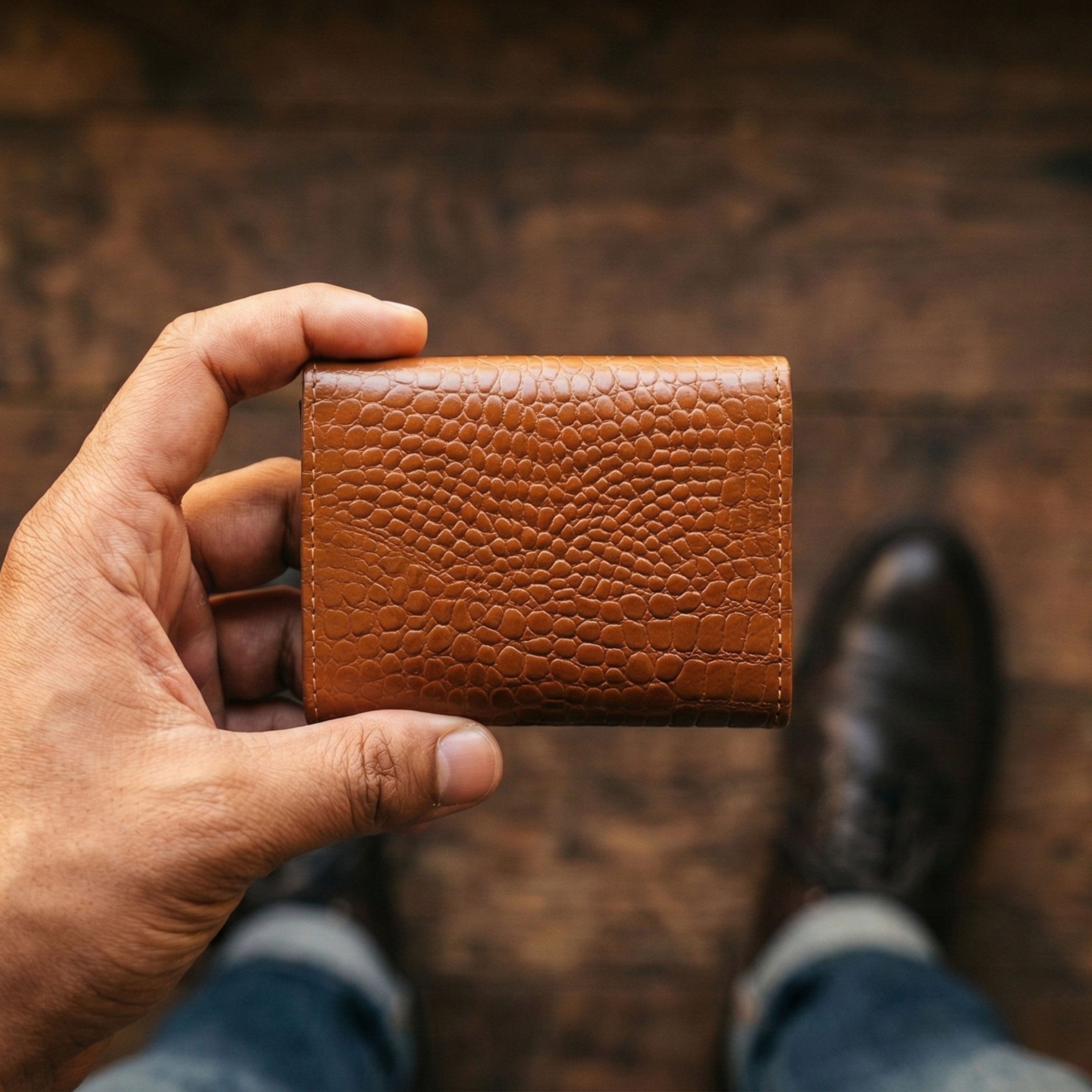 Berbanto Pop‑Up Shield Wallet - Saddle Cognac