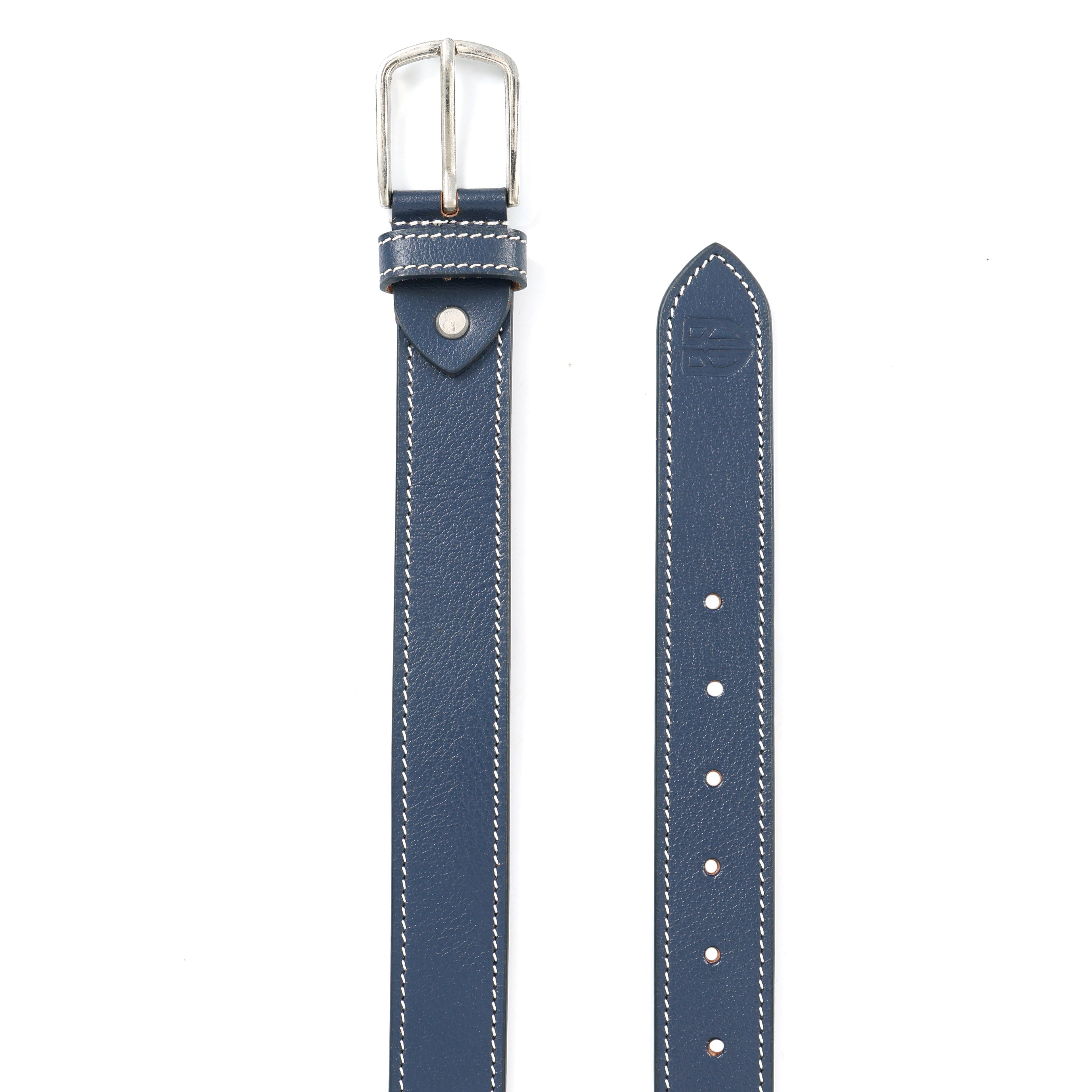 Berbanto Riviera Stitch Leather Belt - Navy Blue