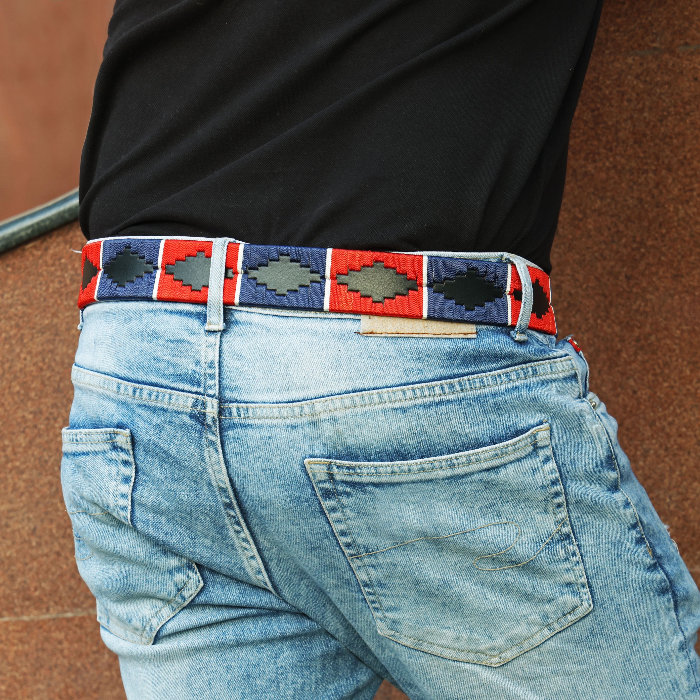 Polo Woven Black Leather Belt – Handcrafted Argentinian-Inspired Embroidered Belt with Silver Buckle