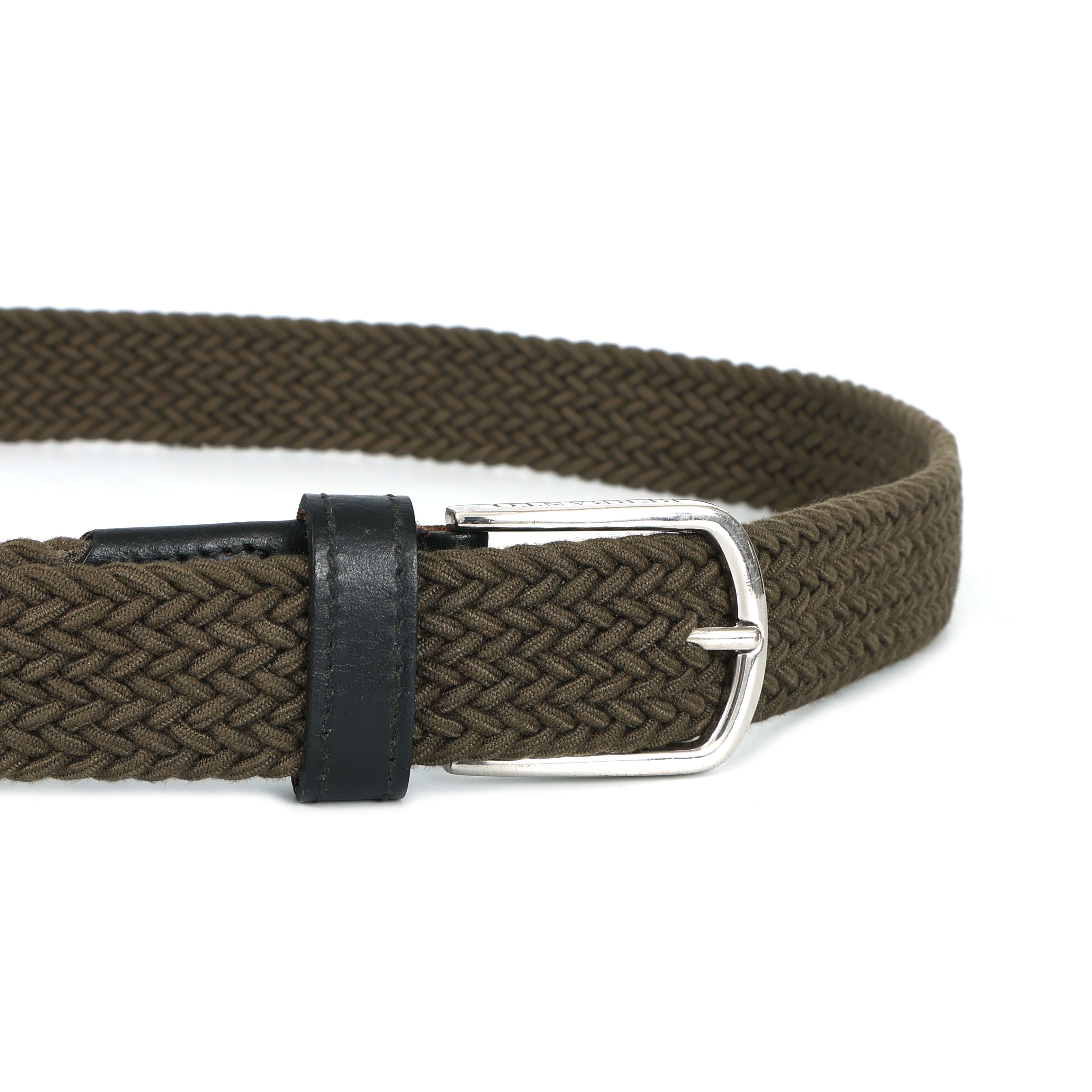 Golf Stretch Belt – Olive Green with Black Leather Trim
