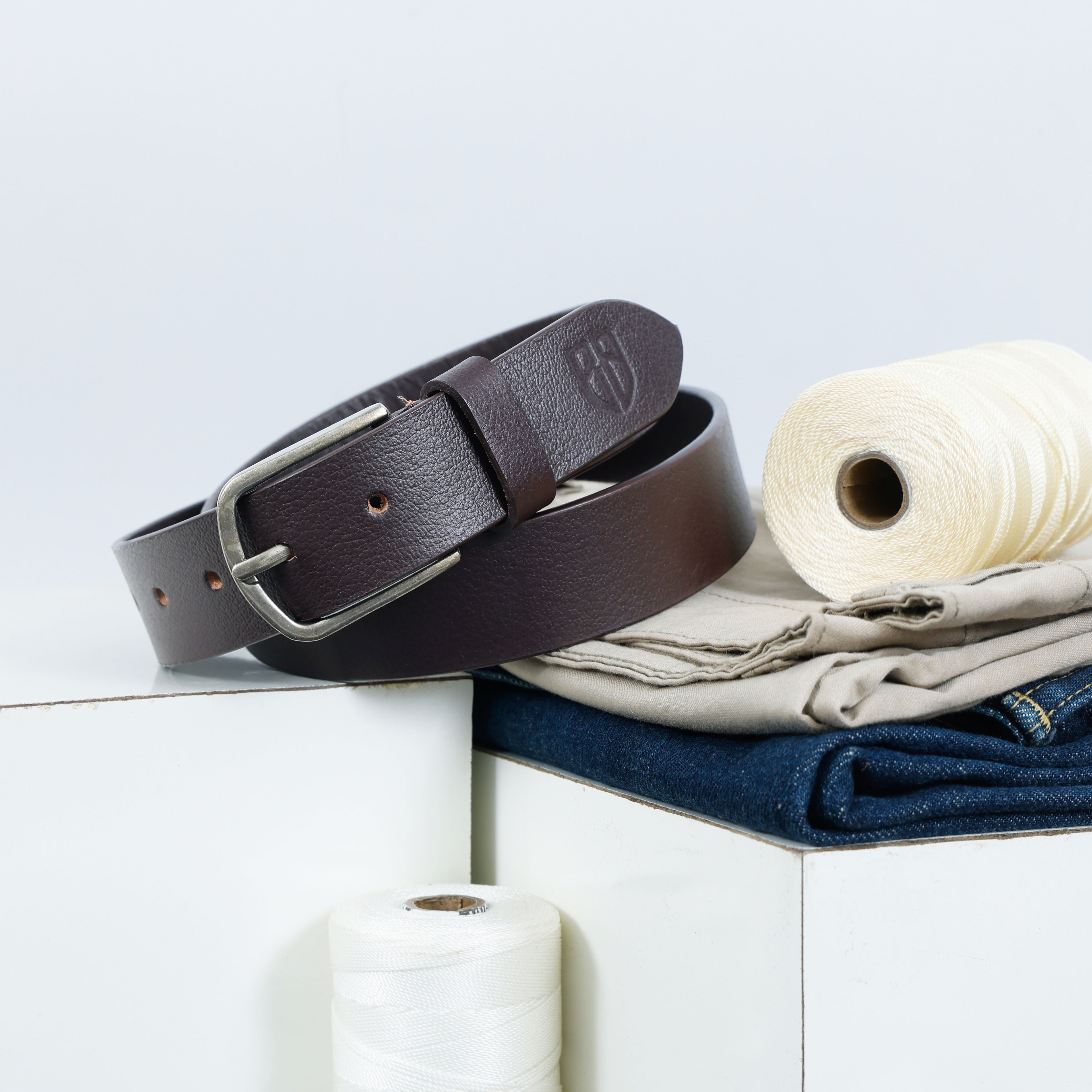 Berbanto Oxford Leather Belt - Dark Brown