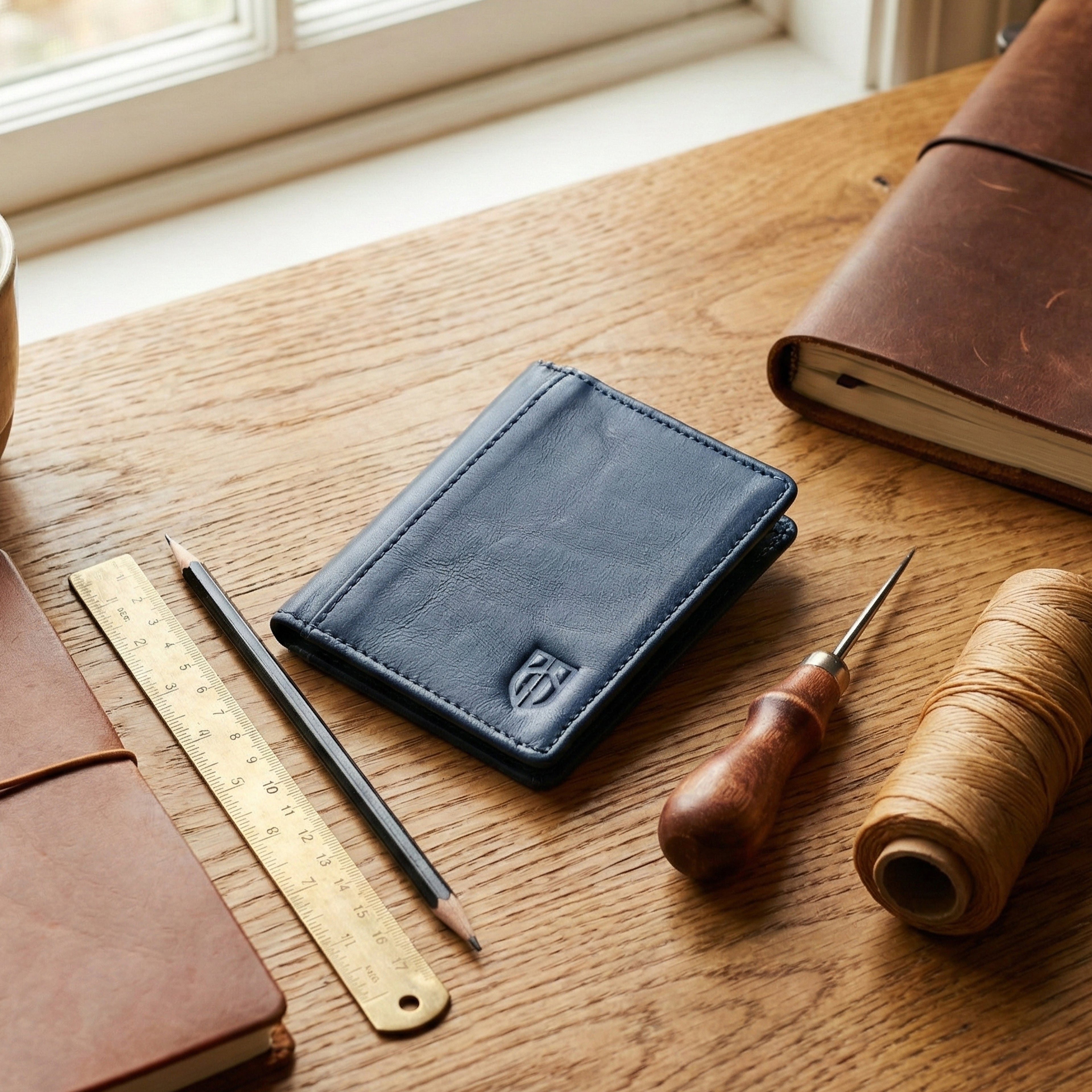 Berbanto Ocean Midnight Bifold Wallet – Full-Grain Leather