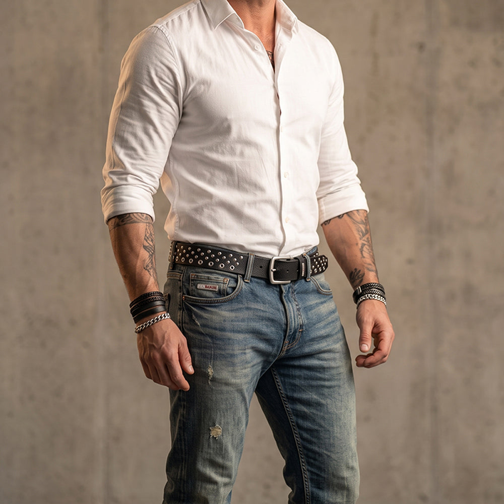Berbanto Orion Full Grain Studded Leather Belt