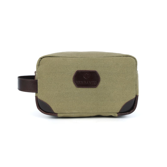 Berbanto Urban Voyager Dopp Kit – Olive Canvas & Brown Leather Travel Toiletry Bag