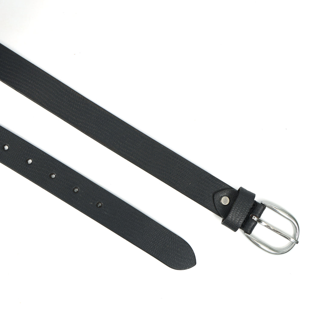 Berbanto Serpina – Midnight Black Top-Grain Leather Snake Texture Belt