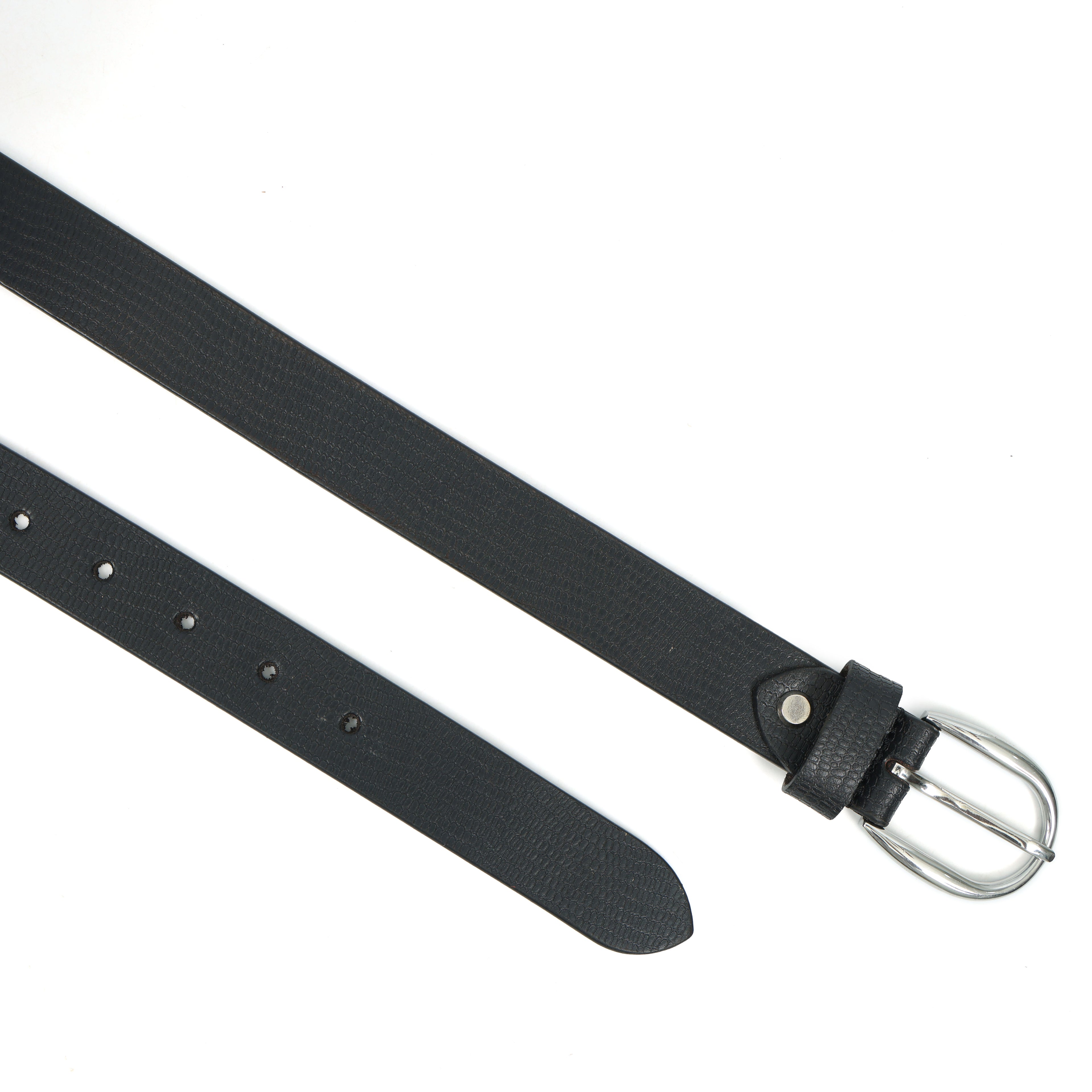 Berbanto Serpina – Midnight Black Top-Grain Leather Snake Texture Belt