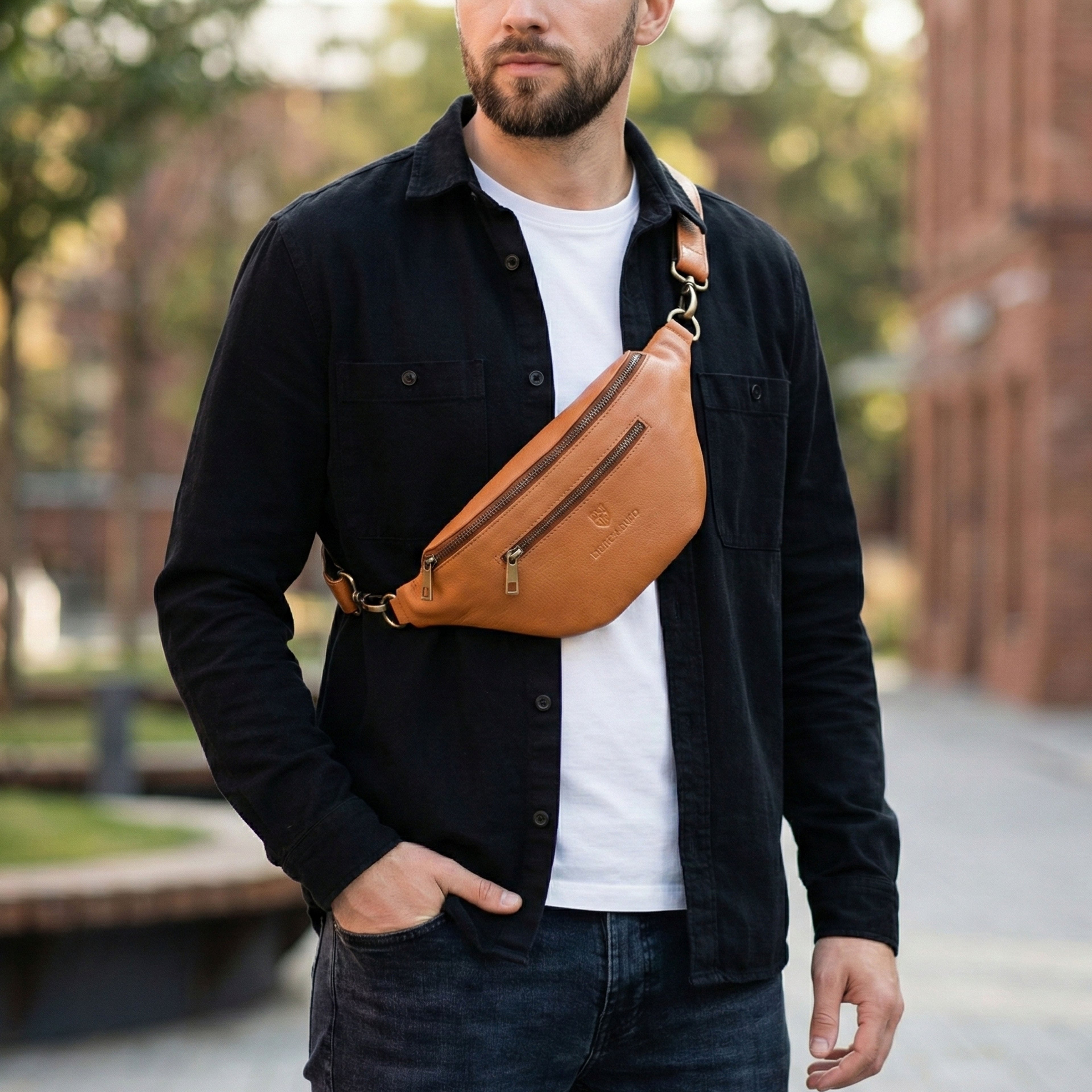 Berbanto Viceroy Sling | British Tan Leather Crossbody Bag for Men & Women