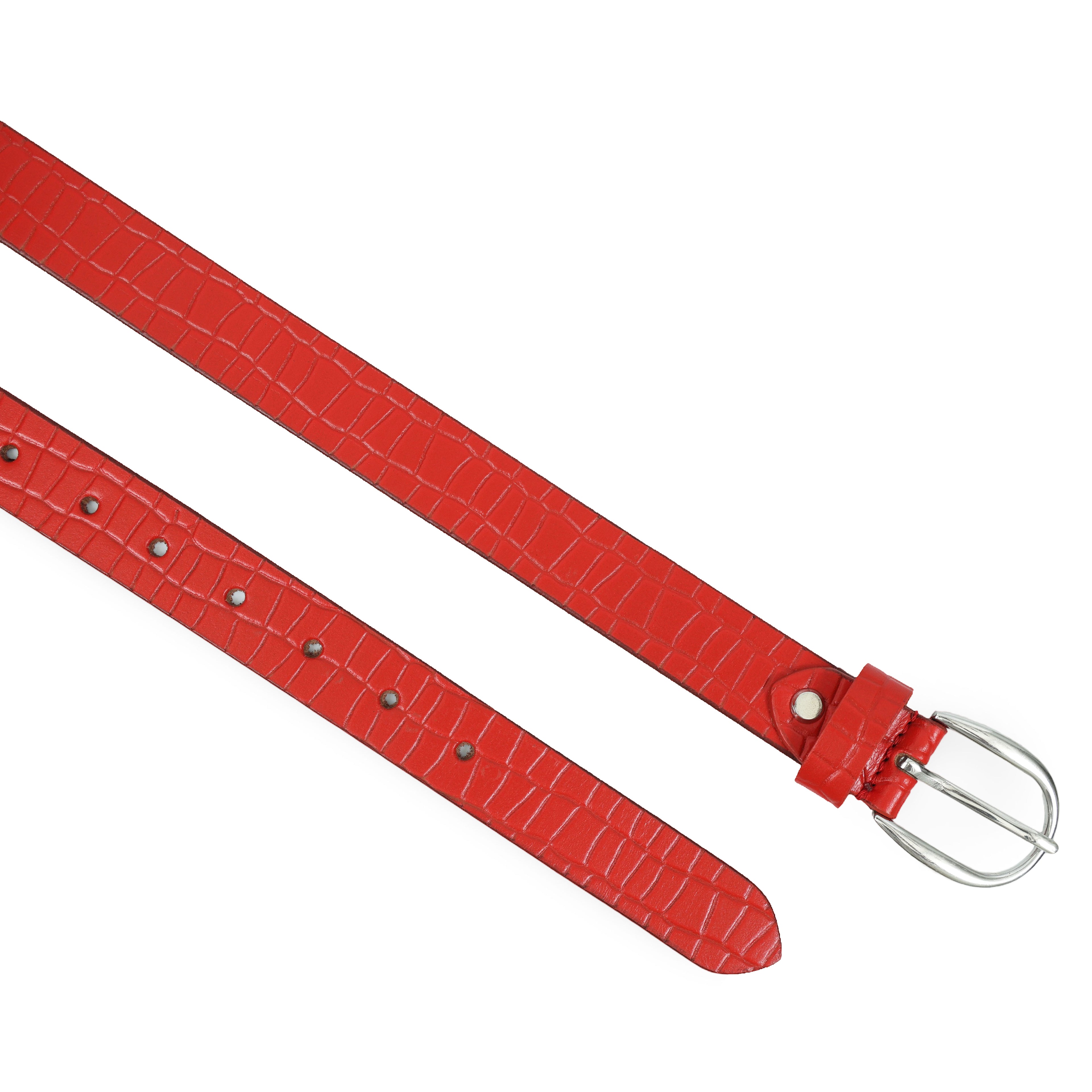 Berbanto Serpina – Rouge Red Top-Grain Leather Snake Texture Belt
