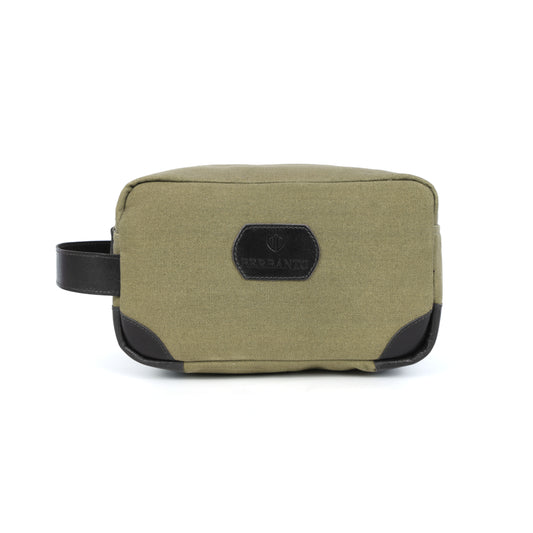 Berbanto Urban Voyager Dopp Kit – Olive Canvas & Black Leather Travel Toiletry Bag