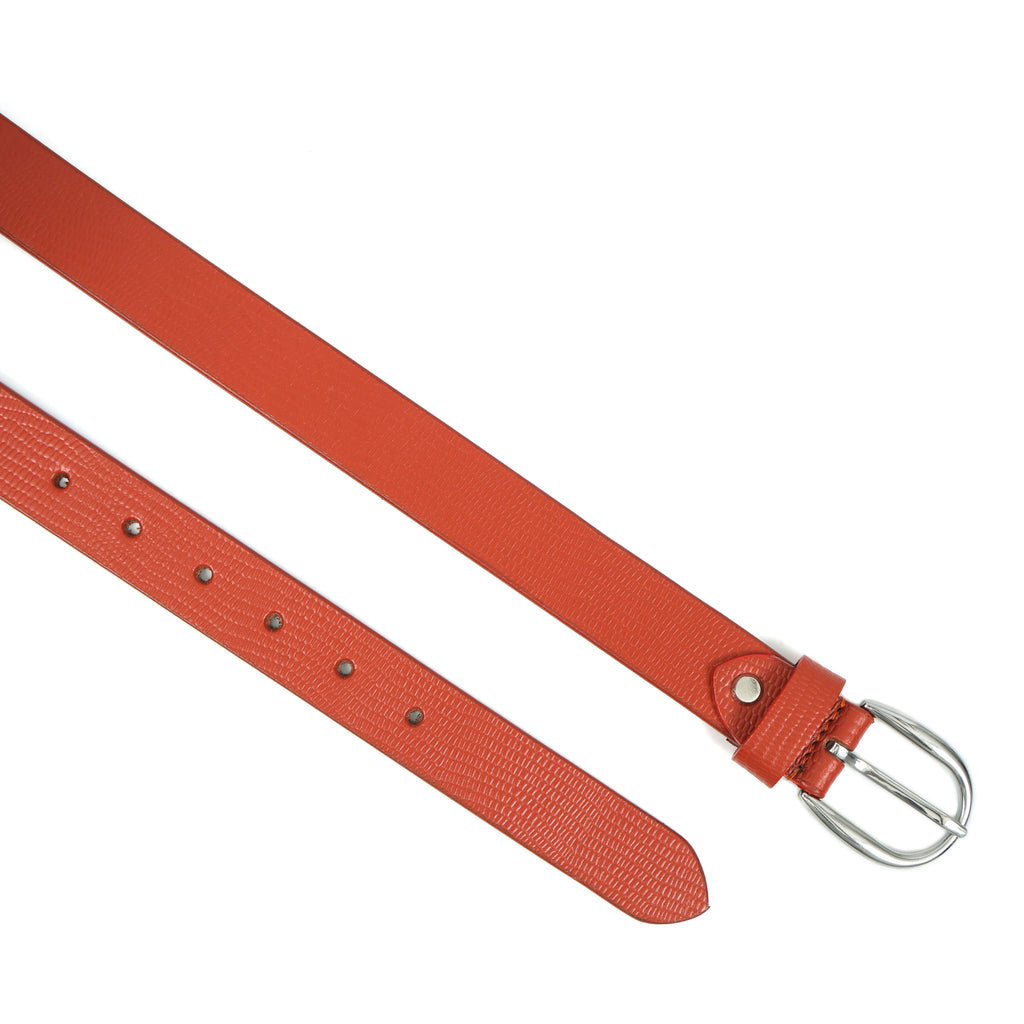 Berbanto Serpina – Amber Tan Top-Grain Leather Snake Texture Belt