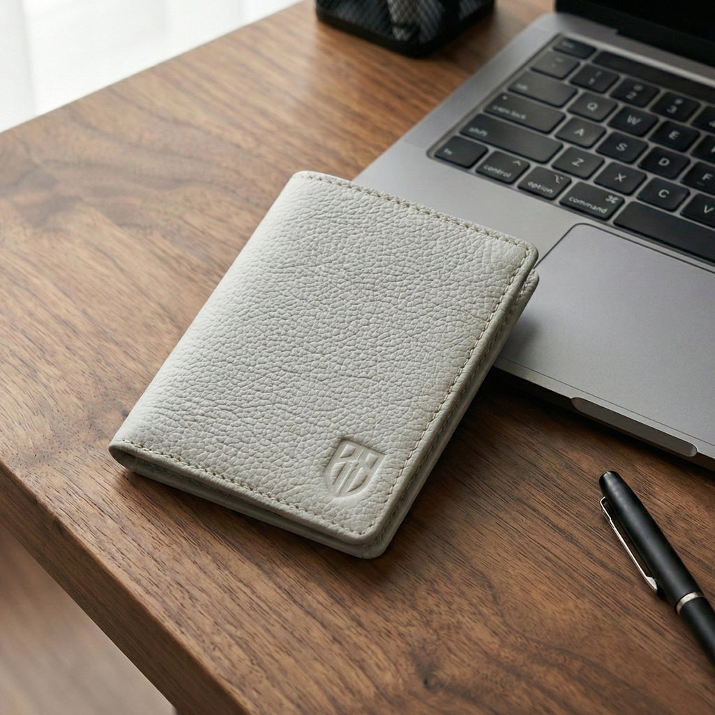 Berbanto Ivory Pebble Bifold Wallet – Full-Grain Leather