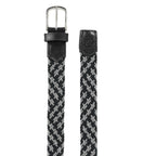 Golf Stretch Belt – Black & White Zigzag with Black Leather Trim