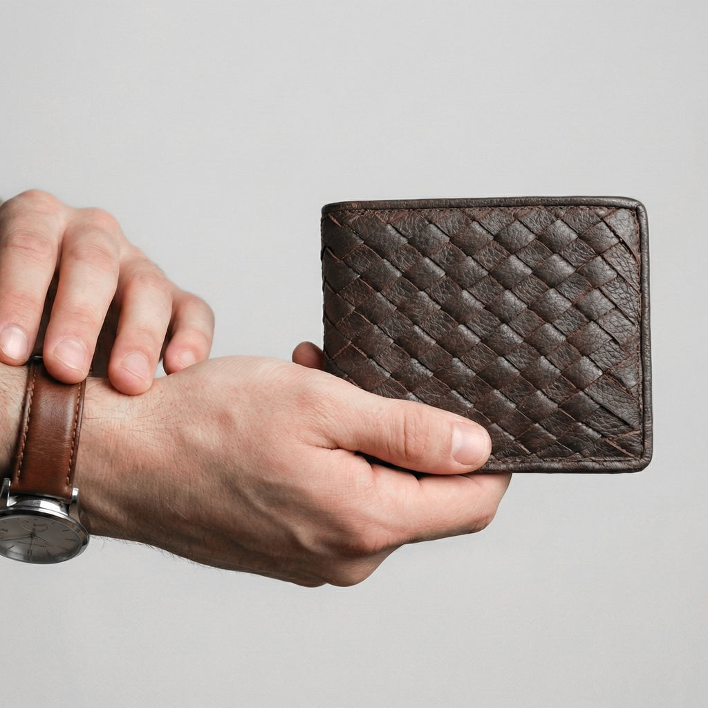 Berbanto Woven Luxe Bifold Wallet – Dark Mocha Weave
