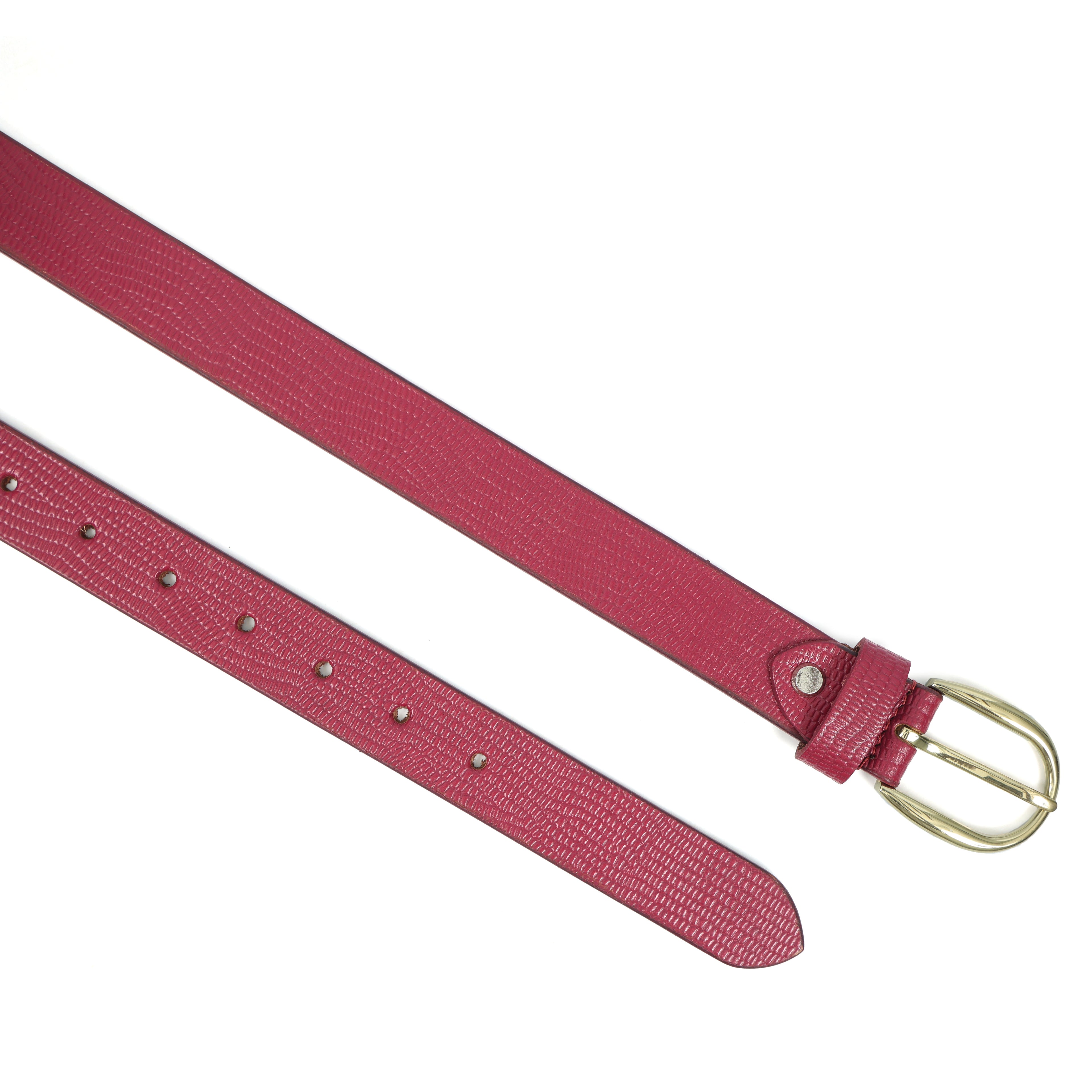 Berbanto Serpina – Wine Red Top-Grain Leather Snake Texture Belt