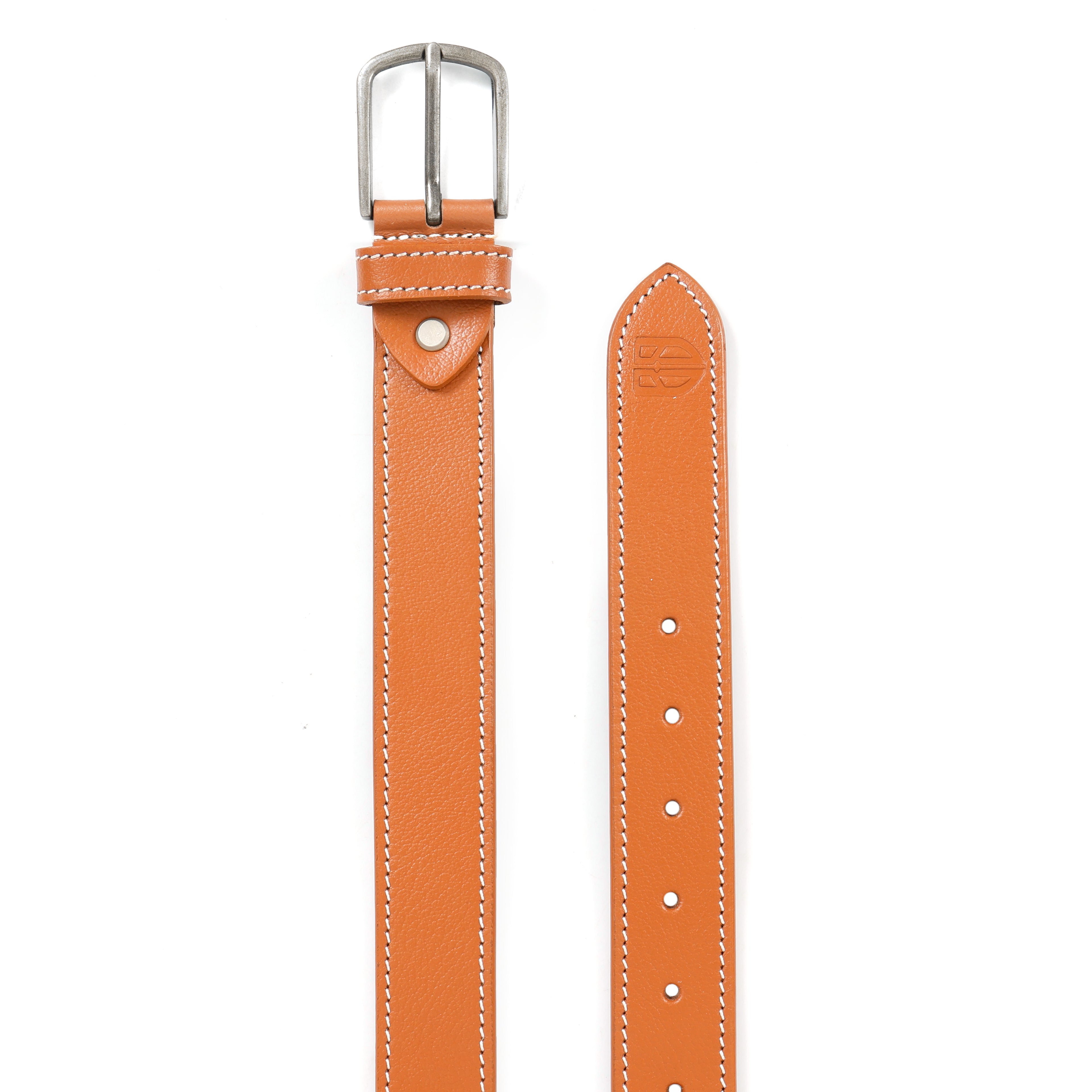 Berbanto Siena Stitch Leather Belt - Tan