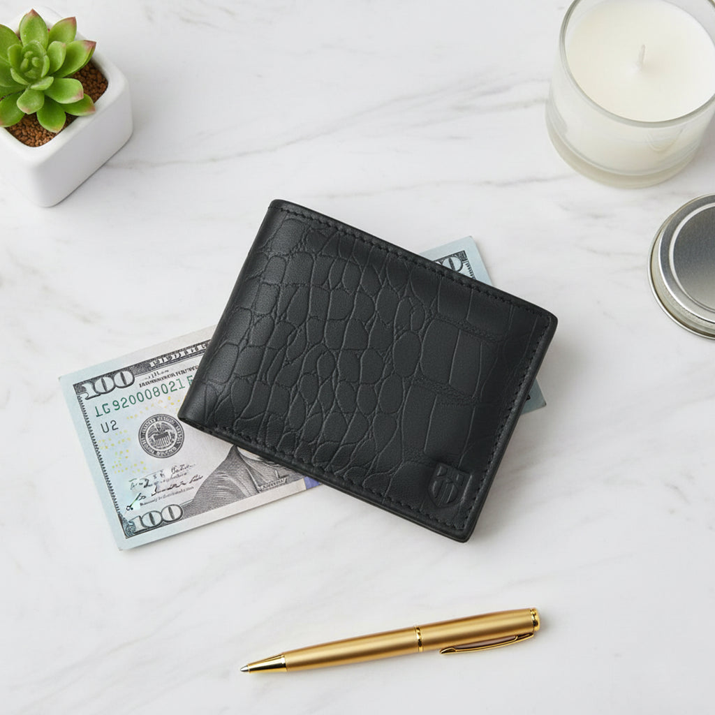Berbanto Obsidian Croco Bifold Wallet