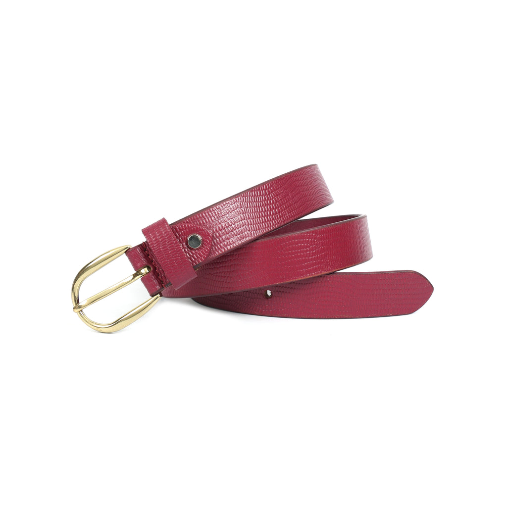 Berbanto Serpina – Wine Red Top-Grain Leather Snake Texture Belt