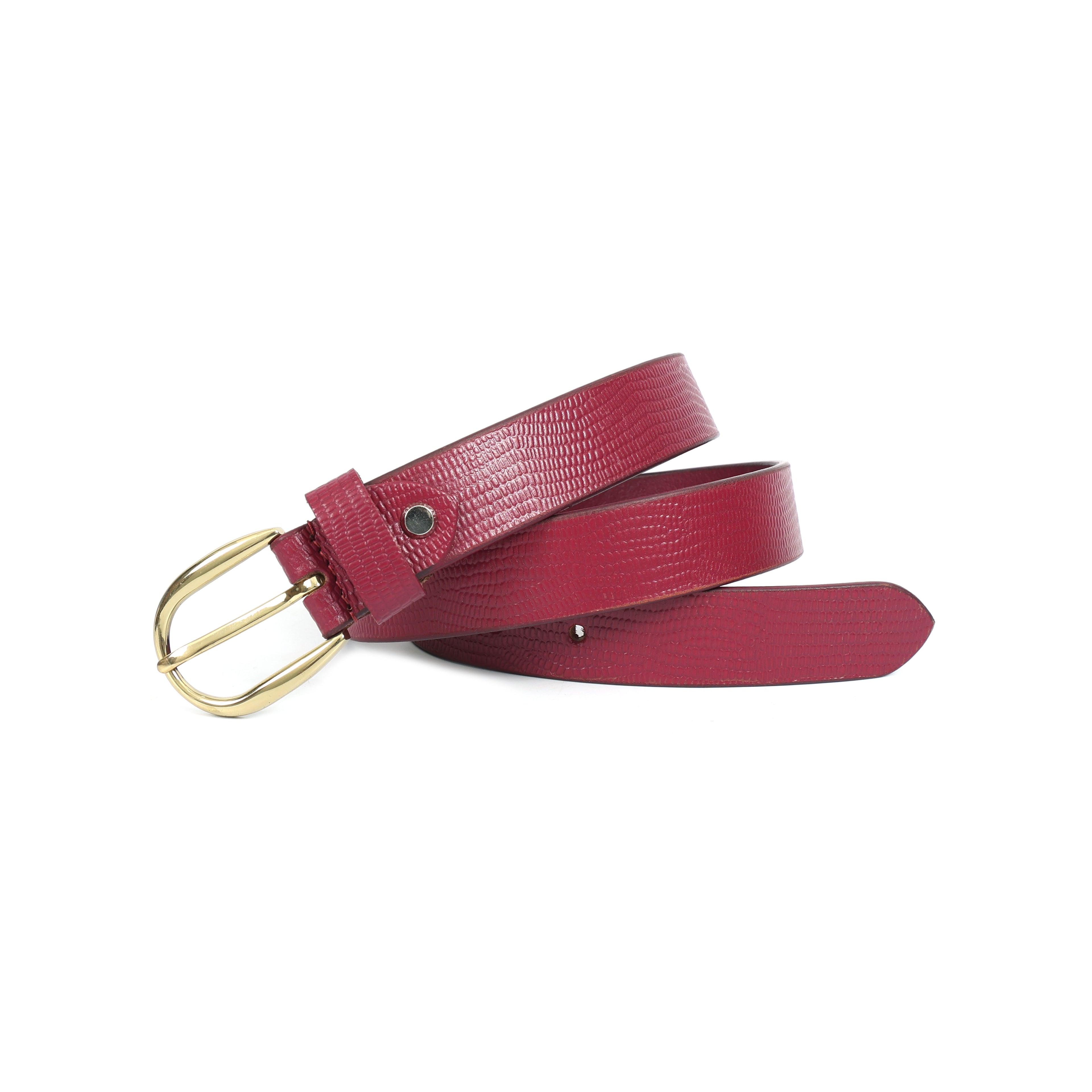 Berbanto Serpina – Wine Red Top-Grain Leather Snake Texture Belt