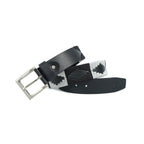 Grey Classic Polo Belt – Hand-Embroidered Premium Full-Grain Black Leather Belt