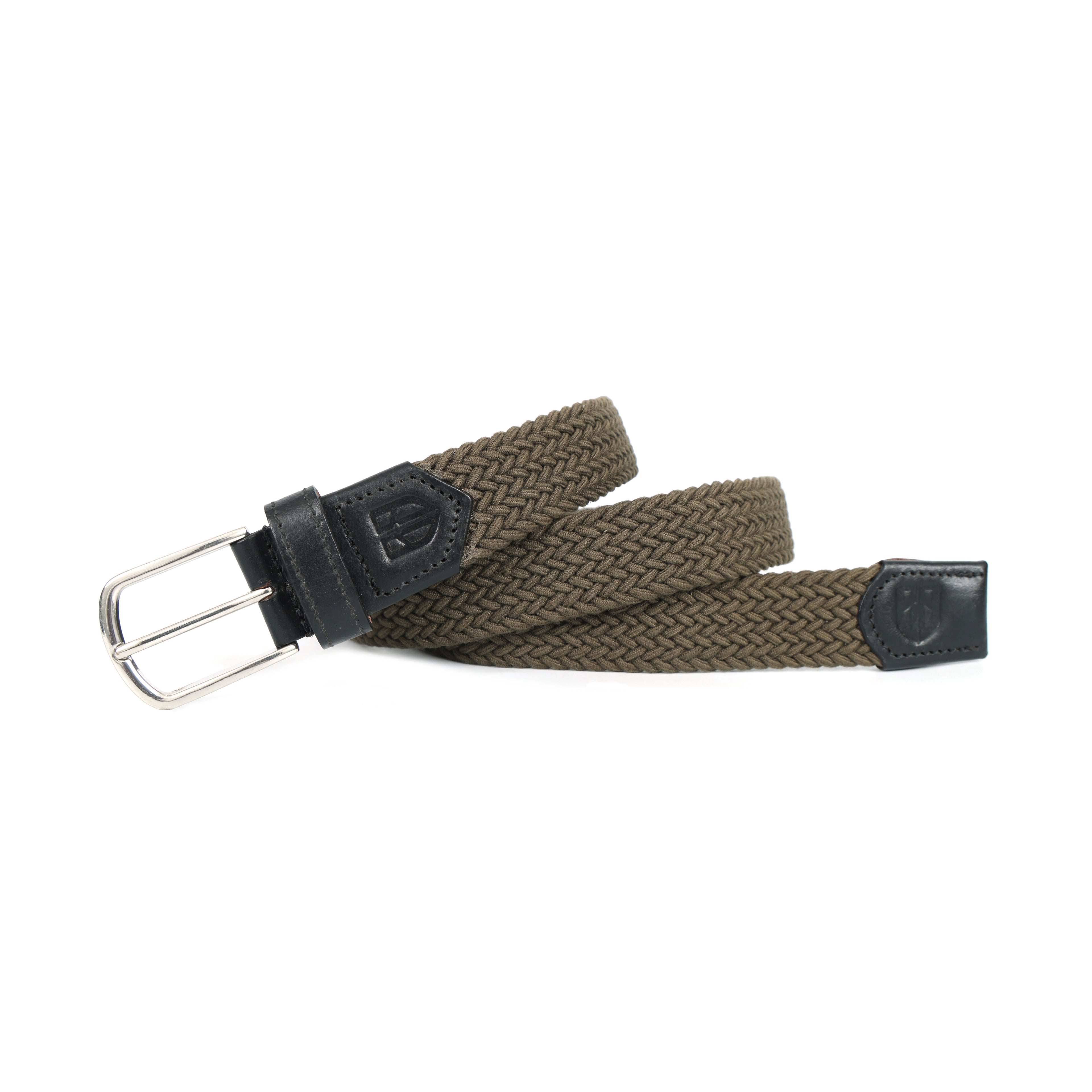 Golf Stretch Belt – Olive Green with Black Leather Trim