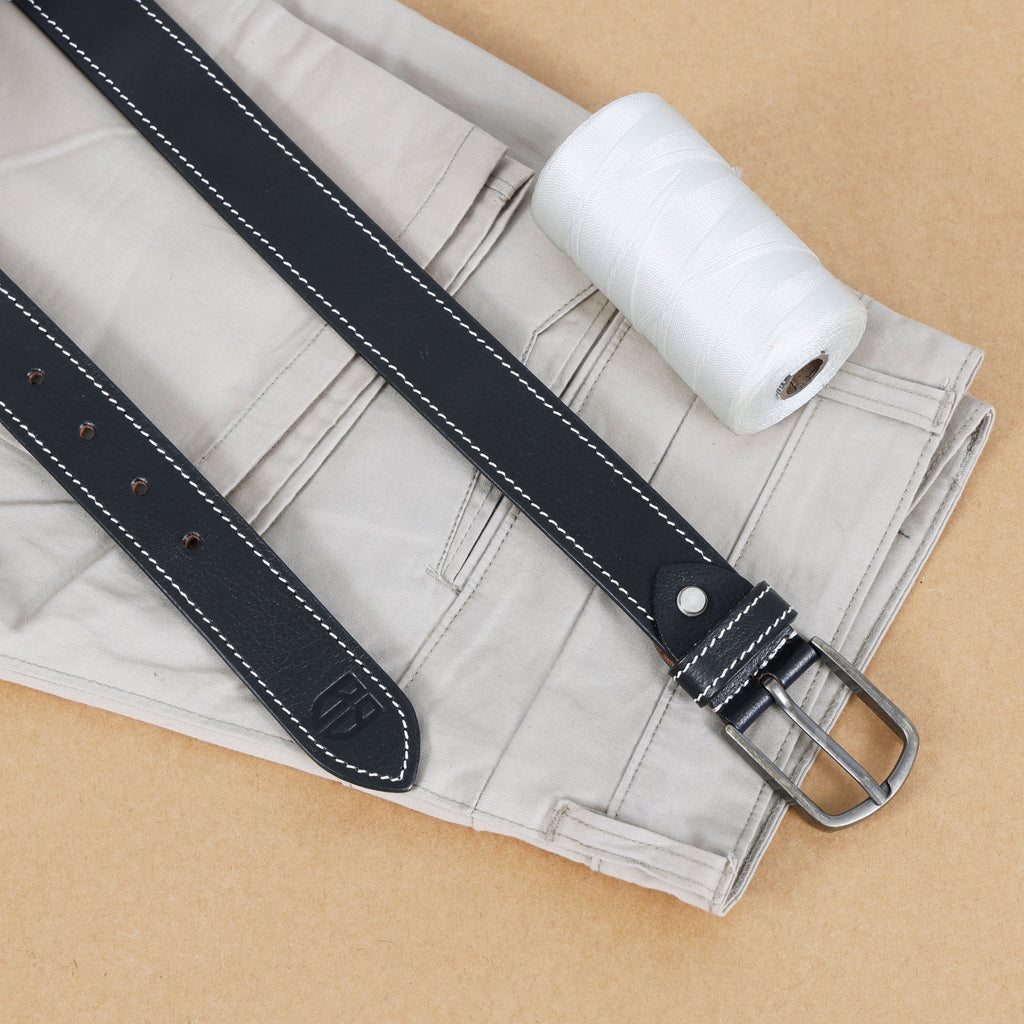 Berbanto Milano Stitch Leather Belt - Black
