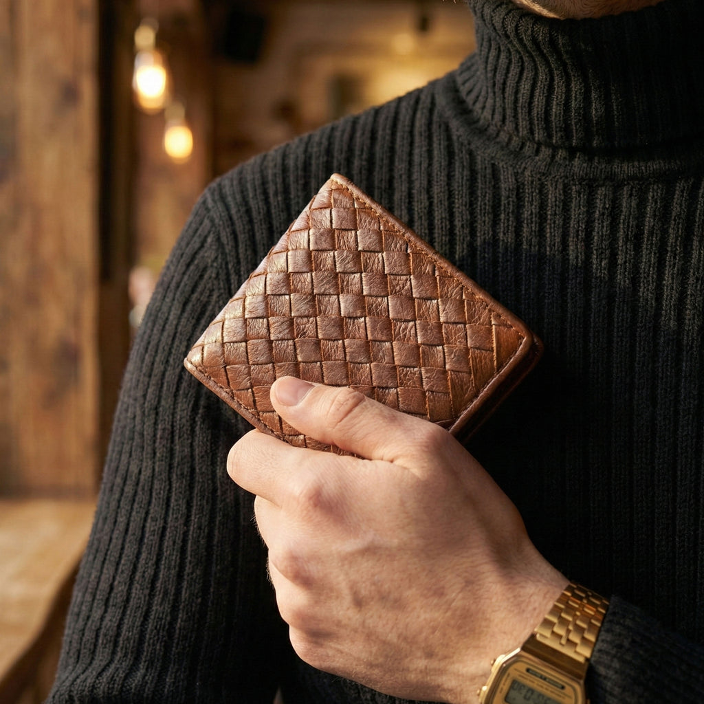 Berbanto Woven Luxe Bifold Wallet – Rustic Caramel Weave