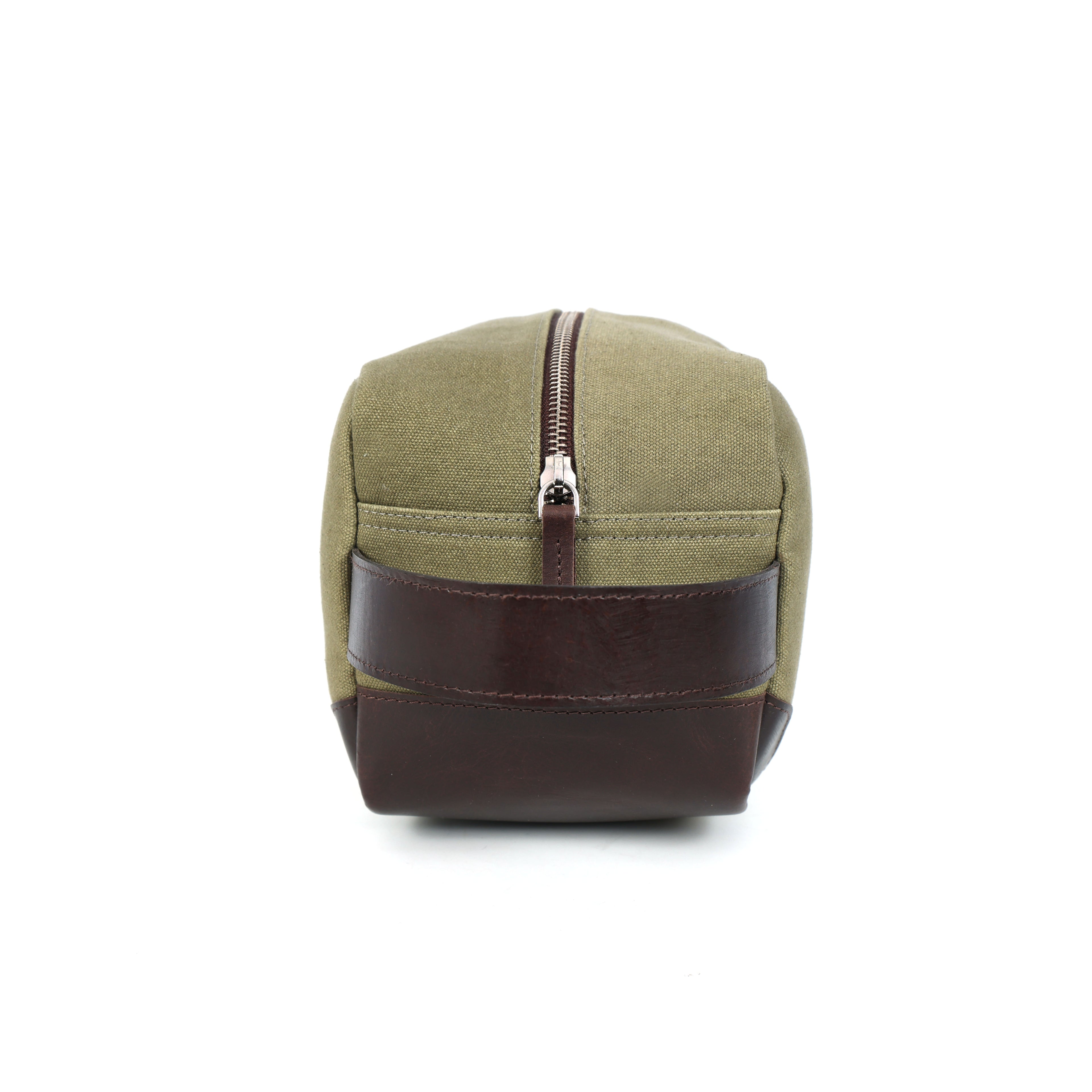 Urban Voyager Dopp Kit – Olive Canvas & Brown Leather Travel Toiletry Bag